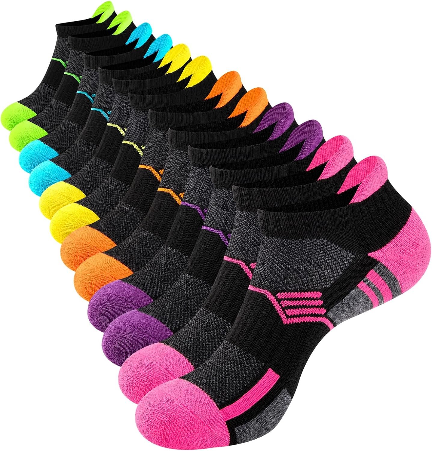 COOVAN Ankle Socks Womens Athletic Low Cut Thick Cushioned Running Socks with Tab 6 Pairs