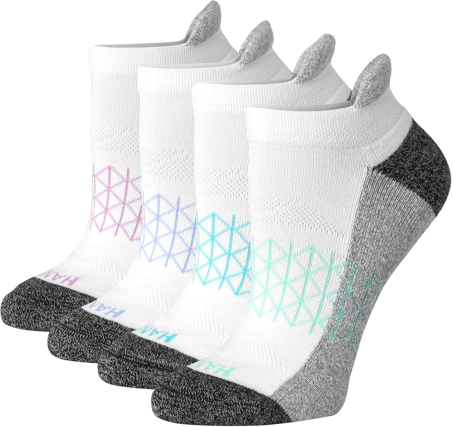 Hanes Women’s Cushioned No Show Tab Socks, Absolute Active No Show Socks for Women, 4-pairs