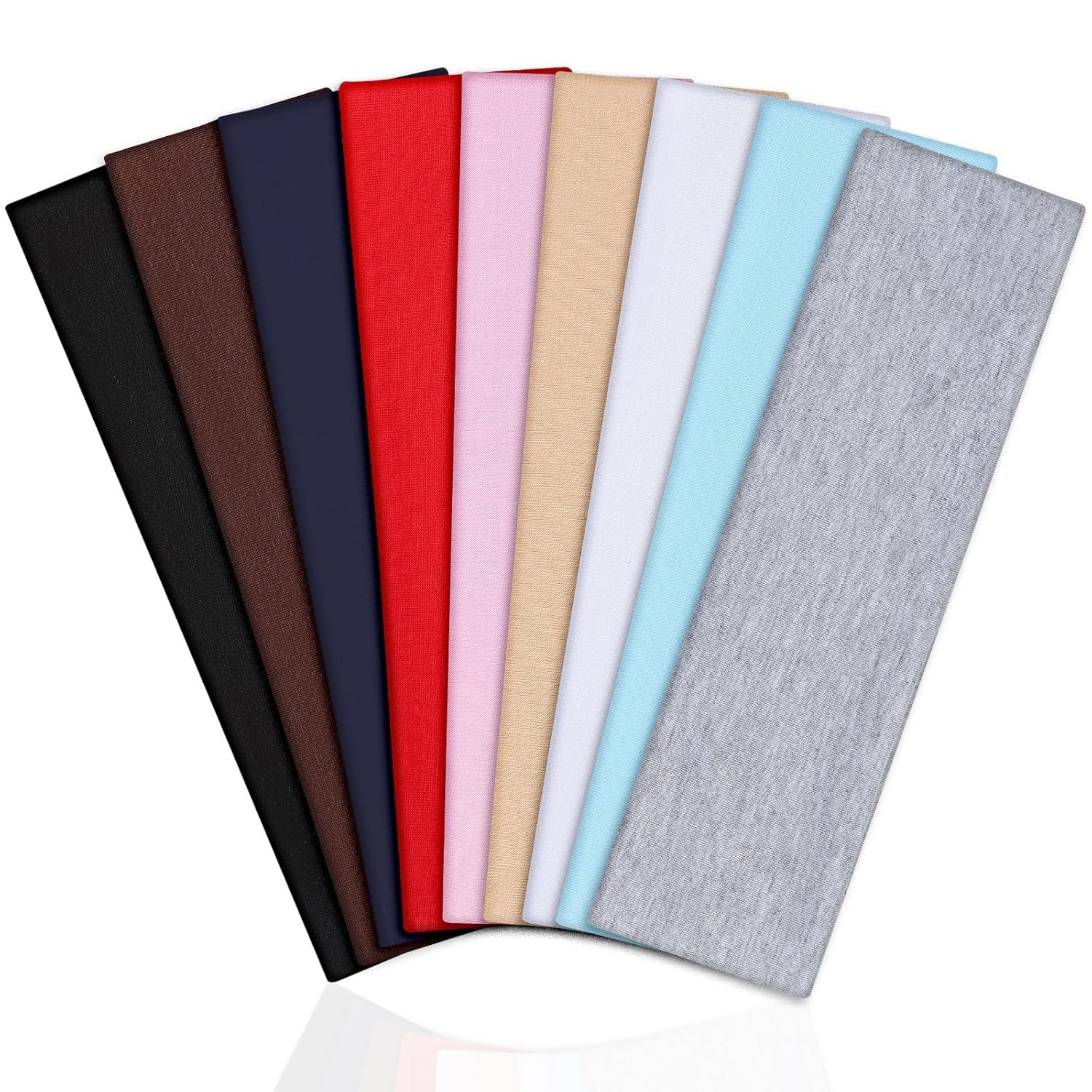 9 Pack Headbands for Women Non Slip – Fabric Elastic Hair Bands for Women’s Hair, Soft Cotton Cloth Stretchy Sport Headbands, Sweat Absorption Athletic Hairbands for Workout Yoga Running – A