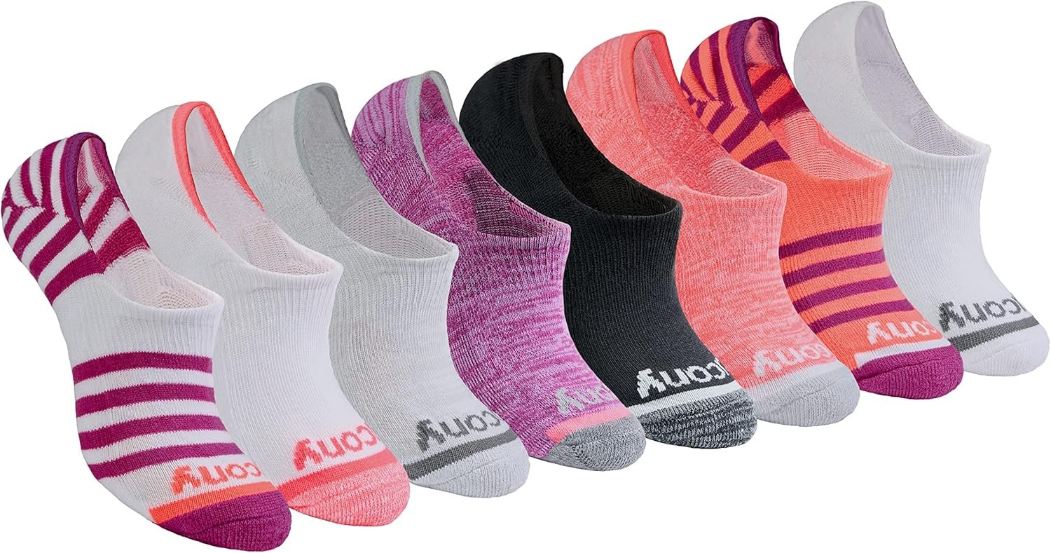 Saucony Women’s No Show Cushioned Invisible Liner Socks (8, 16 Pairs)