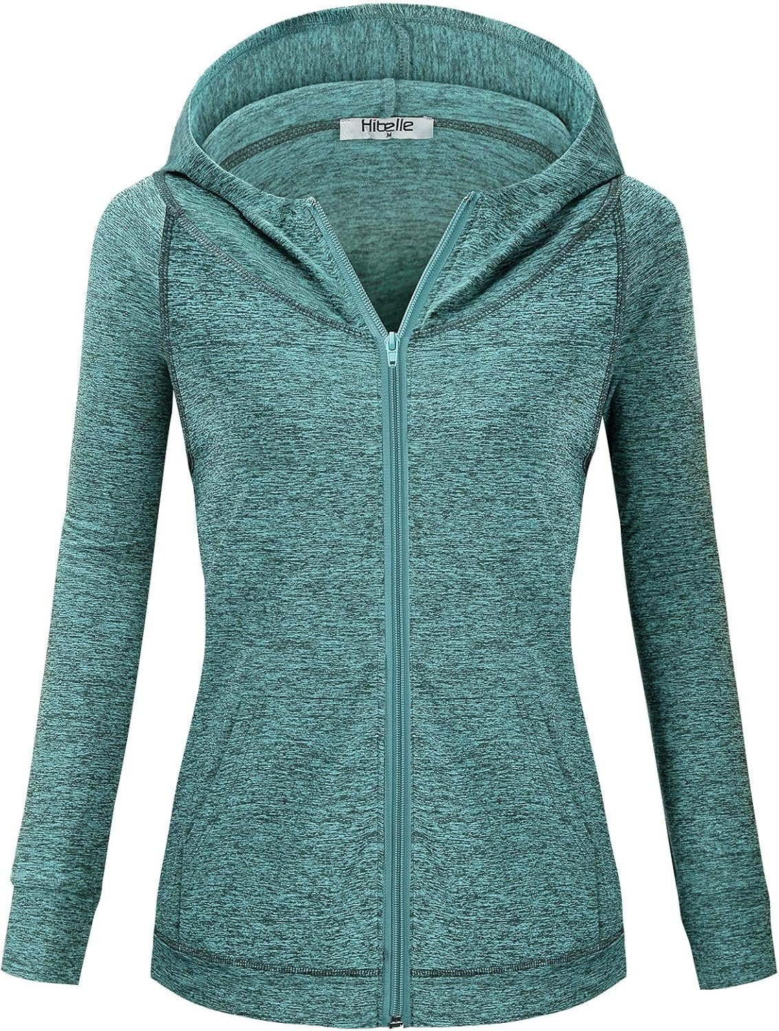 Hibelle Women’s Full-Zip Fleece Lined Hoodie Sports Sweatshirts with Handy Pockets & Inside Pocket