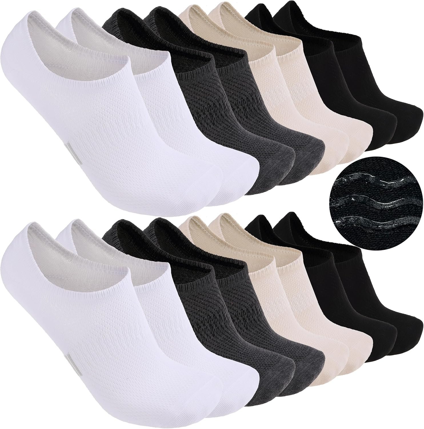Sunew 8 Pairs Pairs No Show Socks Women Men, Non Slip Invisible Low Cut Socks for Sneakers, Loafers & Flats