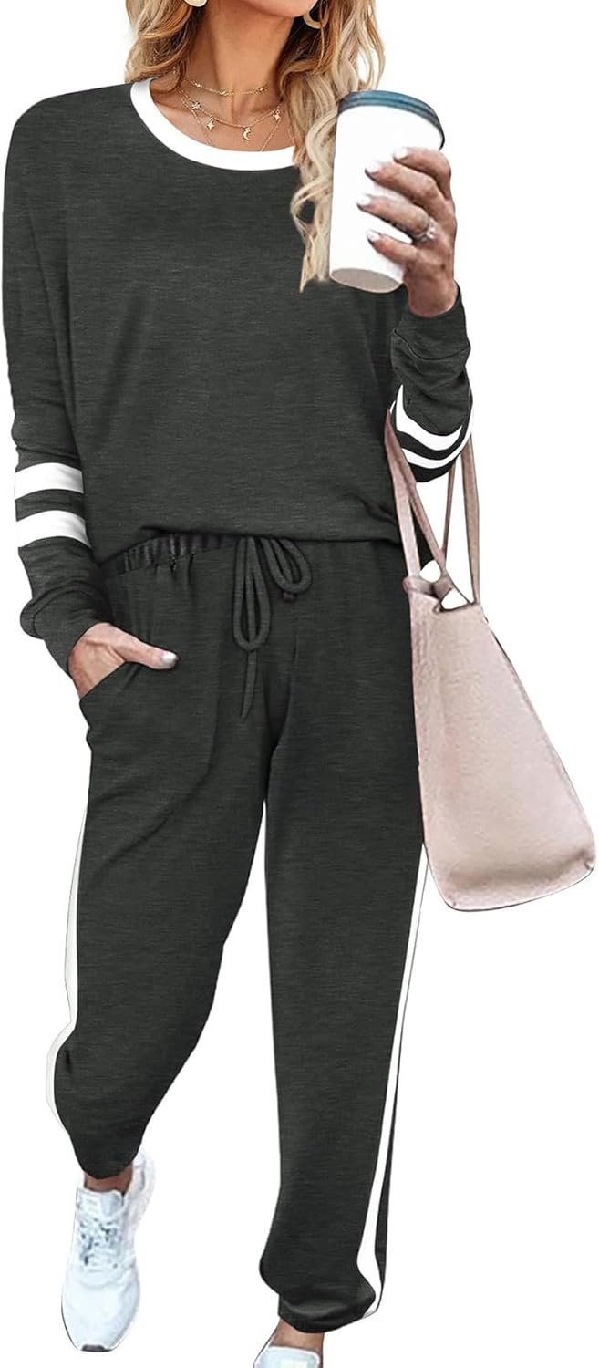 Lounge Sets for Women 2 Piece Sets Fall Casual Travel Outfits Sweatshirts Pajamas Set Matching Clothing