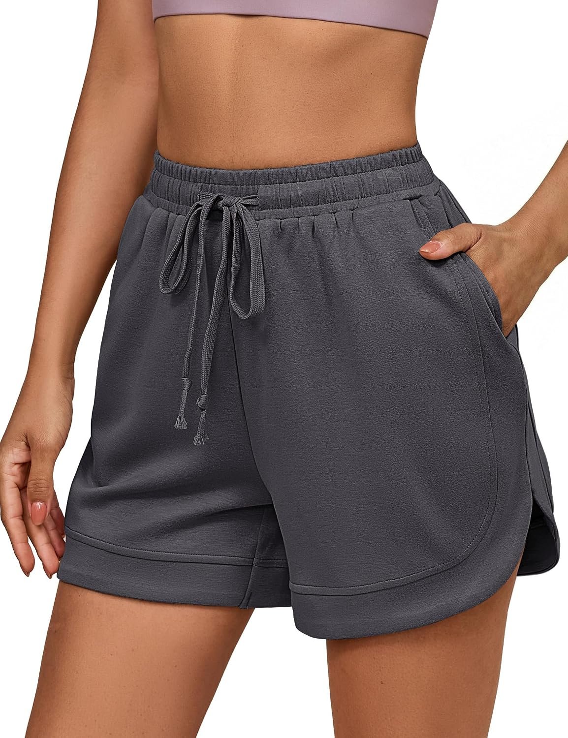 luvamia Sweat Shorts for Women High Waisted Pull On Elastic Waist Loose Fit Comfy Lounge Casual Summer Athleisure Shorts