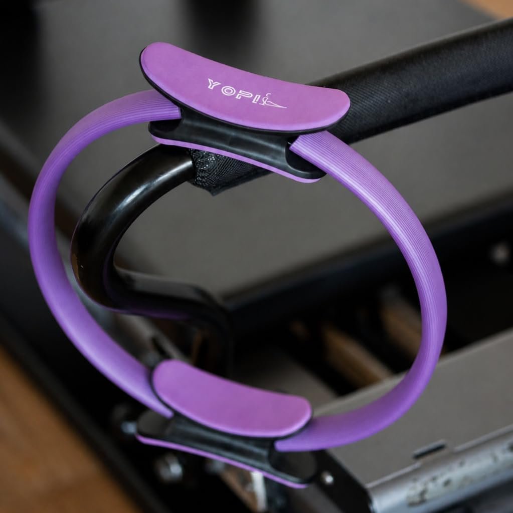 Pilates Ring, 12.6 Inch Fitness Circle for Women, Pilates Equipment for Home Workouts, Inner Thigh Exerciser, Core, Arm & Leg Toner, Magic Circle Exercise Ring with Soft EVA Foam Handles, Purple
