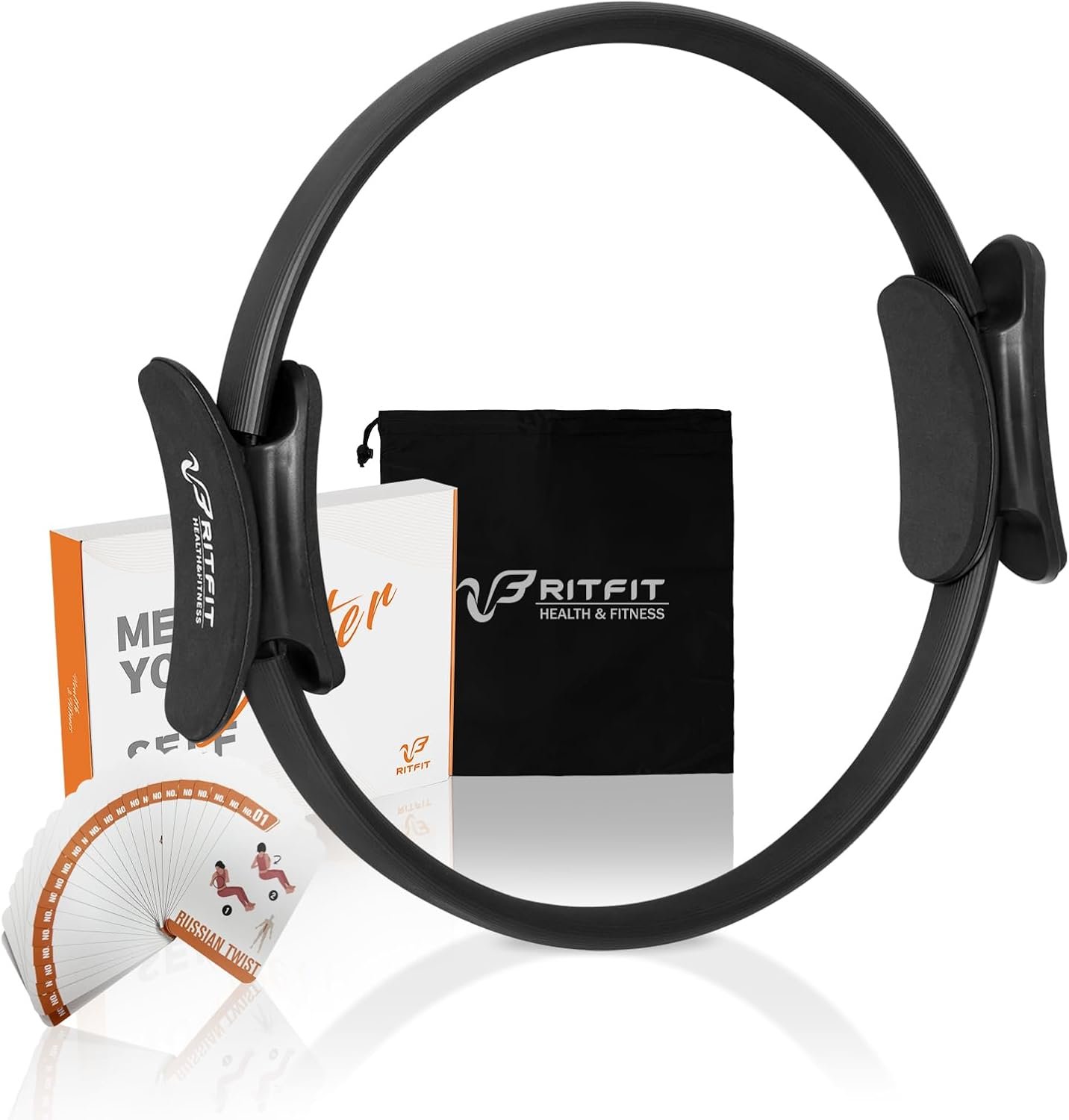 RitFit Pilates Ring 14 Inch Magic Fitness Circle for Inner Thigh Toning | Bonus Workout Guide & Storage Bag Included, Lightweight & Portable, Pilates Yoga Full Body Toning