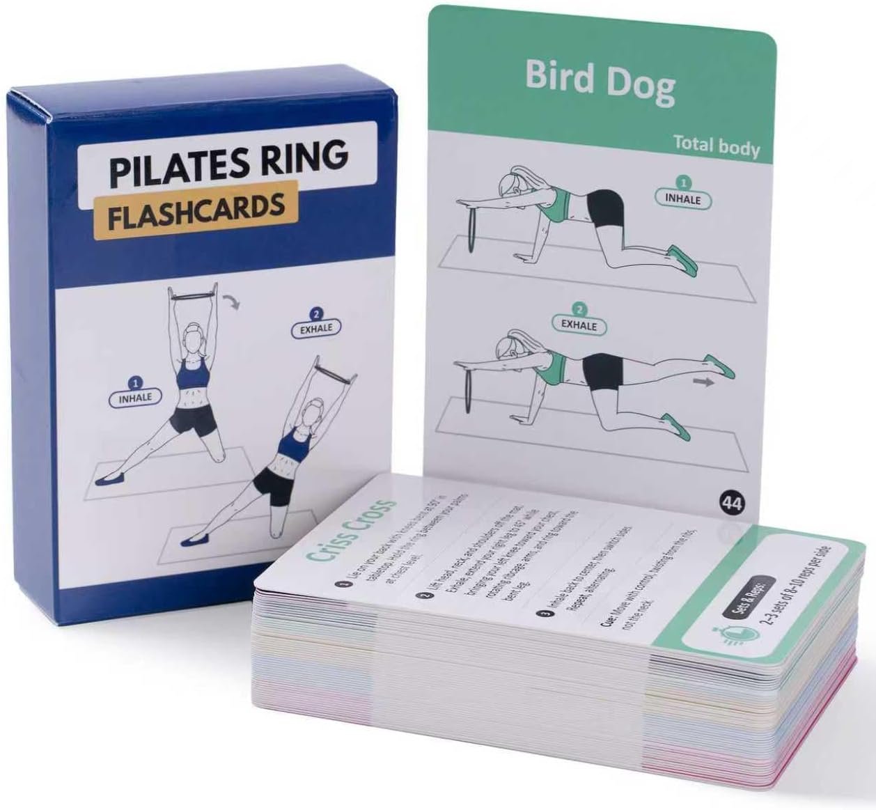 Pilates Ring Workout Cards – Magic Circle Pilates Flashcards – Quick Reference Guide for Pilates Exercises – Yoga Pilates Essentials Kit Fitness Circle Flash Cards – 53 Cards | 2.75” x 3.9”