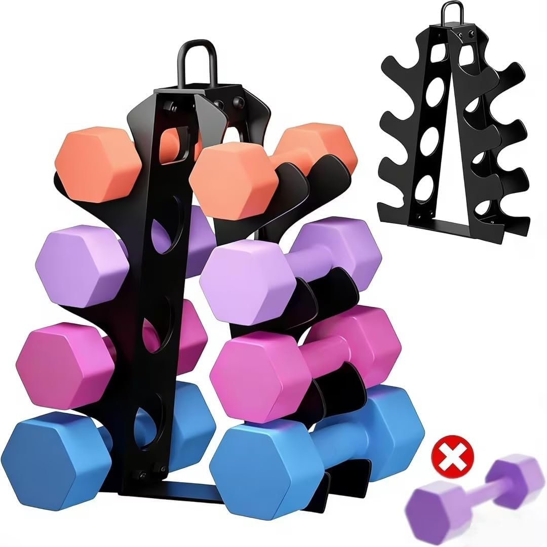 3-Tier | 4-Tier Dumbbell Rack for Dumbbells , A-Frame Weight Stand Only, Compact Space-Saving Design for Home Gym, Heavy-Duty Alloy Steel Organization Rack (Dumbbells Not Included ）