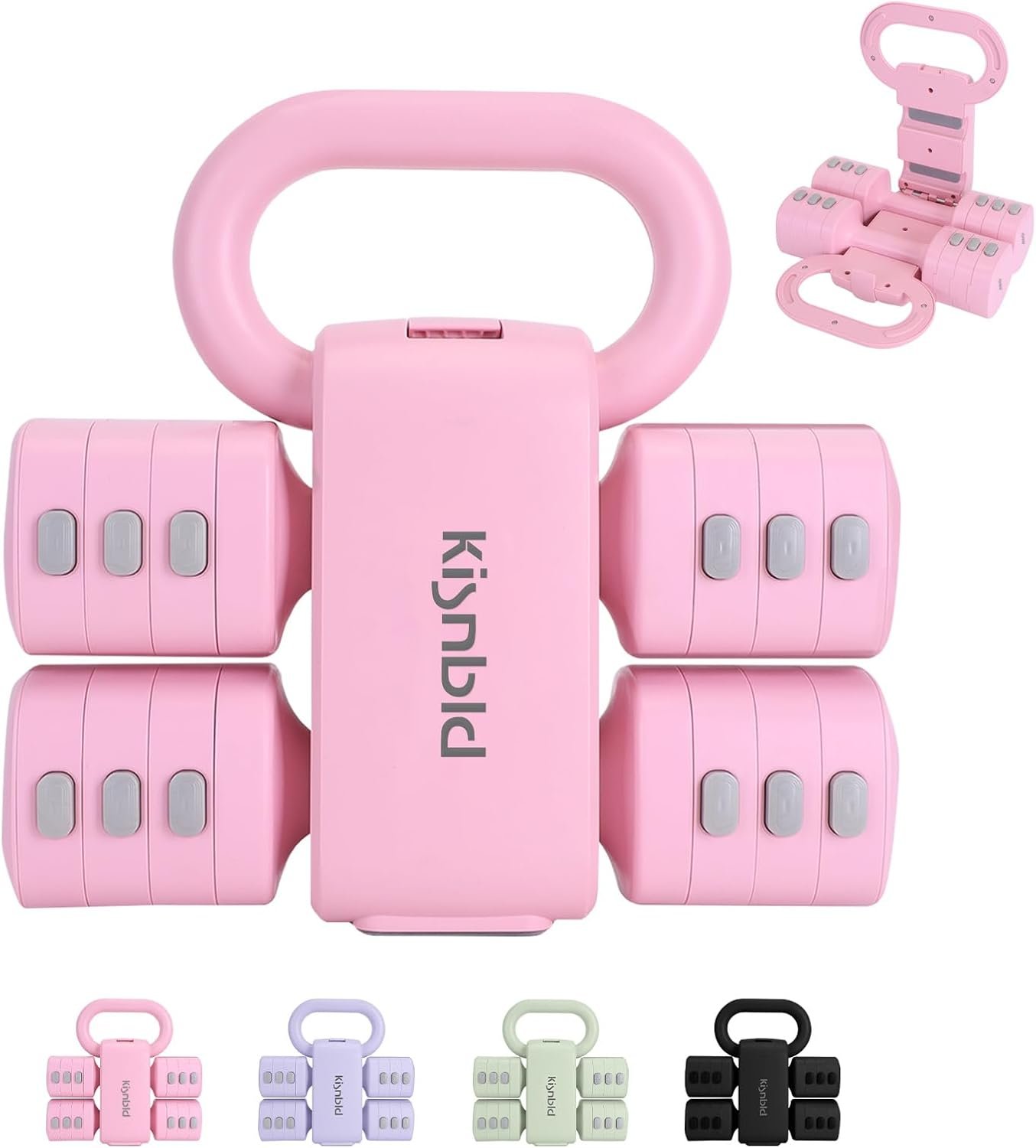kisnbld Adjustable Dumbbell Set, 2-in-1 Dumbbells & Kettlebell,Hand Weights | 2.2-5.5lb Each Free Weights for Women Beginners with Fast Adjustment,Weights Set for Home Gym & Outdoor Exercise Training