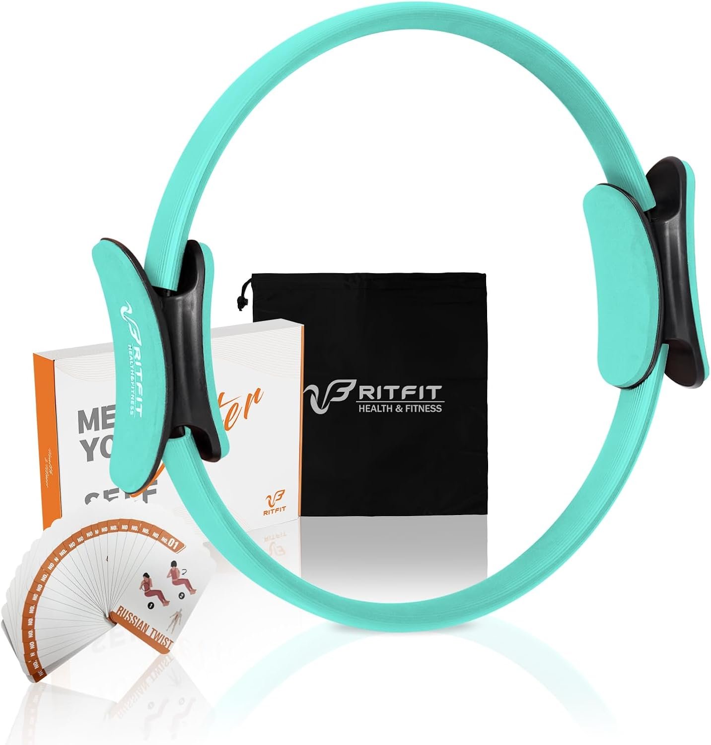 RitFit Pilates Ring 14 Inch Magic Fitness Circle for Inner Thigh Toning | Bonus Workout Guide & Storage Bag Included, Lightweight & Portable, Pilates Yoga Full Body Toning