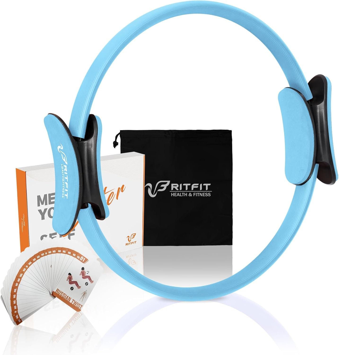 RitFit Pilates Ring 14 Inch Magic Fitness Circle for Inner Thigh Toning | Bonus Workout Guide & Storage Bag Included, Lightweight & Portable, Pilates Yoga Full Body Toning
