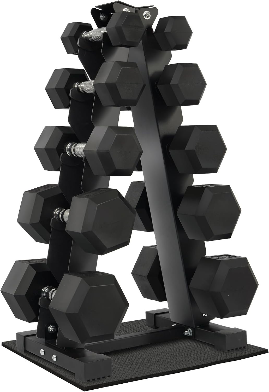Fitvids Dumbbell Set with Rack â€“ Dumbbell + A-Rack: 150LBS Set â€“ Black