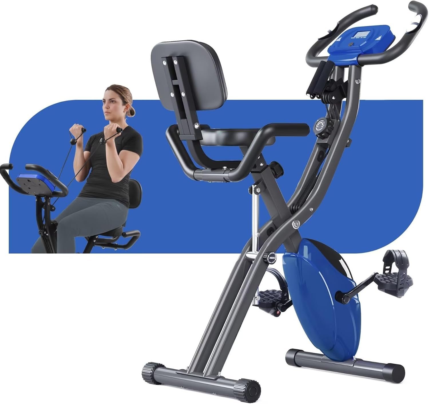 Merax Workout Bike For Home – 4 In 1 Recumbent Exercise Bike and Upright Indoor Cycling Bike Positions, 16 Levels Magnetic Resistance Exercise Bike, Foldable Stationary Bike Machine, Fitness Bike