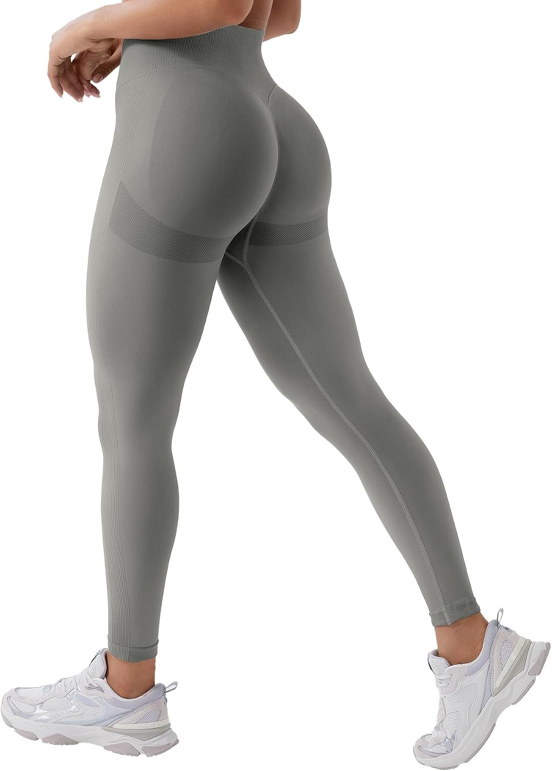 QOQ Womens High Waisted Seamless Workout Leggings Butt Lifting Gym Yoga Pants Booty Scrunch Vital Tummy Control Ruched Tights