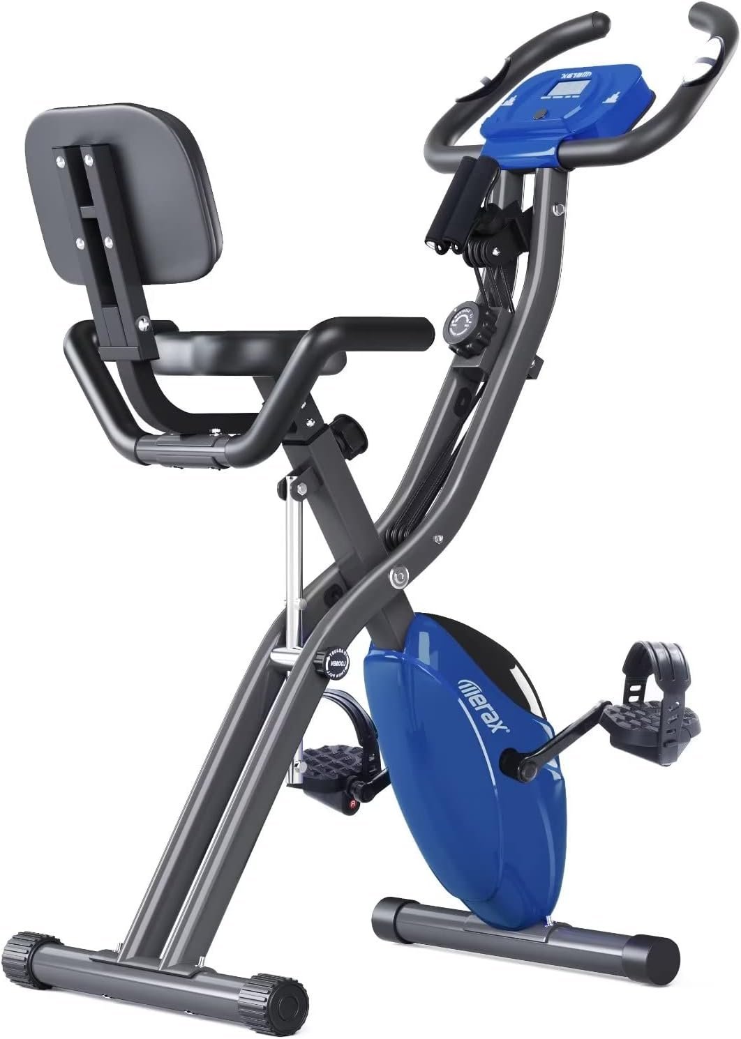 Merax Exercise Bike,Workout Bikes for Home,Folding Stationary Bikes for Home with 16-Level Magnetic Resistance, 300LBS Capacity X-Bike Indoor Exercise Equipment with Heart Rate Sensor & LCD Monitor