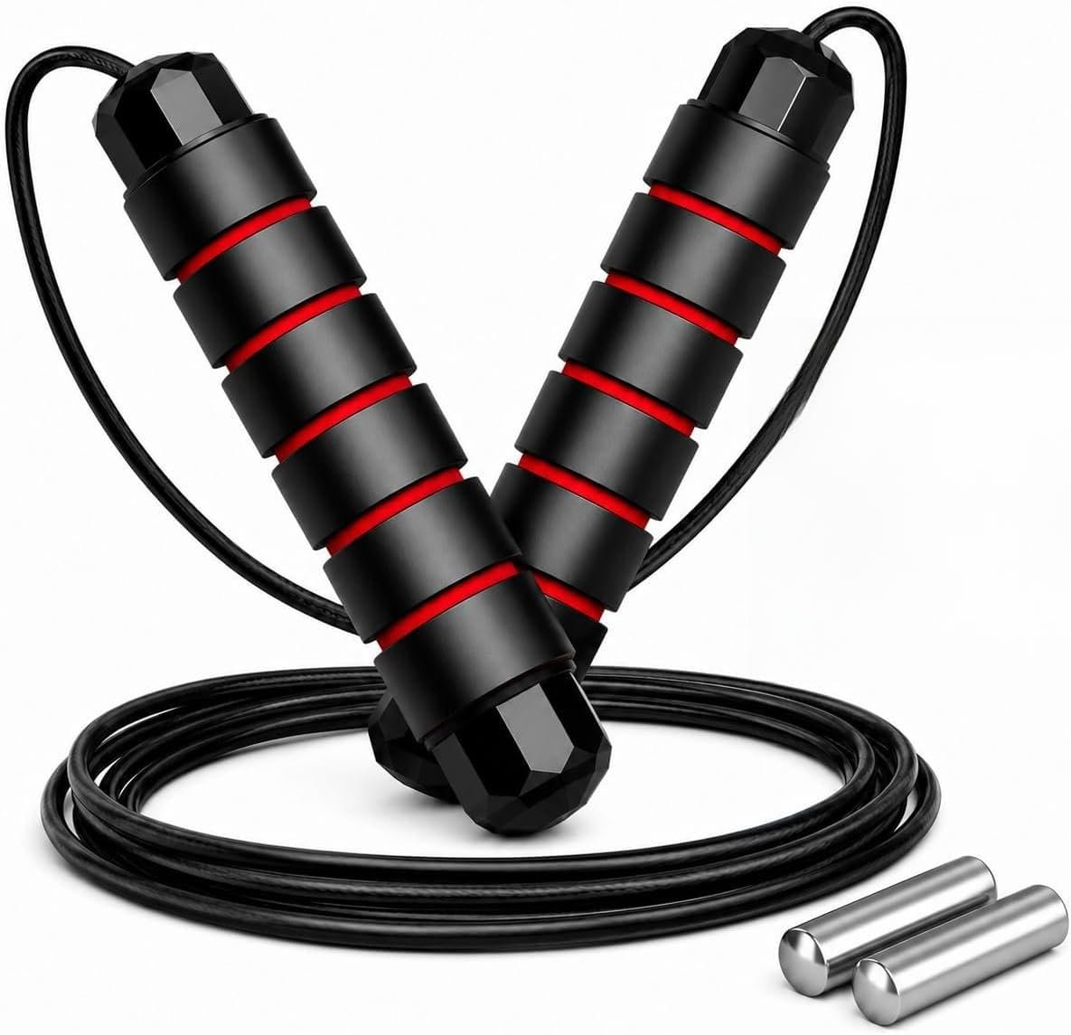 Jump Rope,Tangle-Free Rapid Speed Jumping Rope with Ball Bearings for men | Weighted Jump Rope for Women, Adjustable Skipping Rope with Foam Handles for Cardio, Boxing, Weight Loss, Workout Equipment