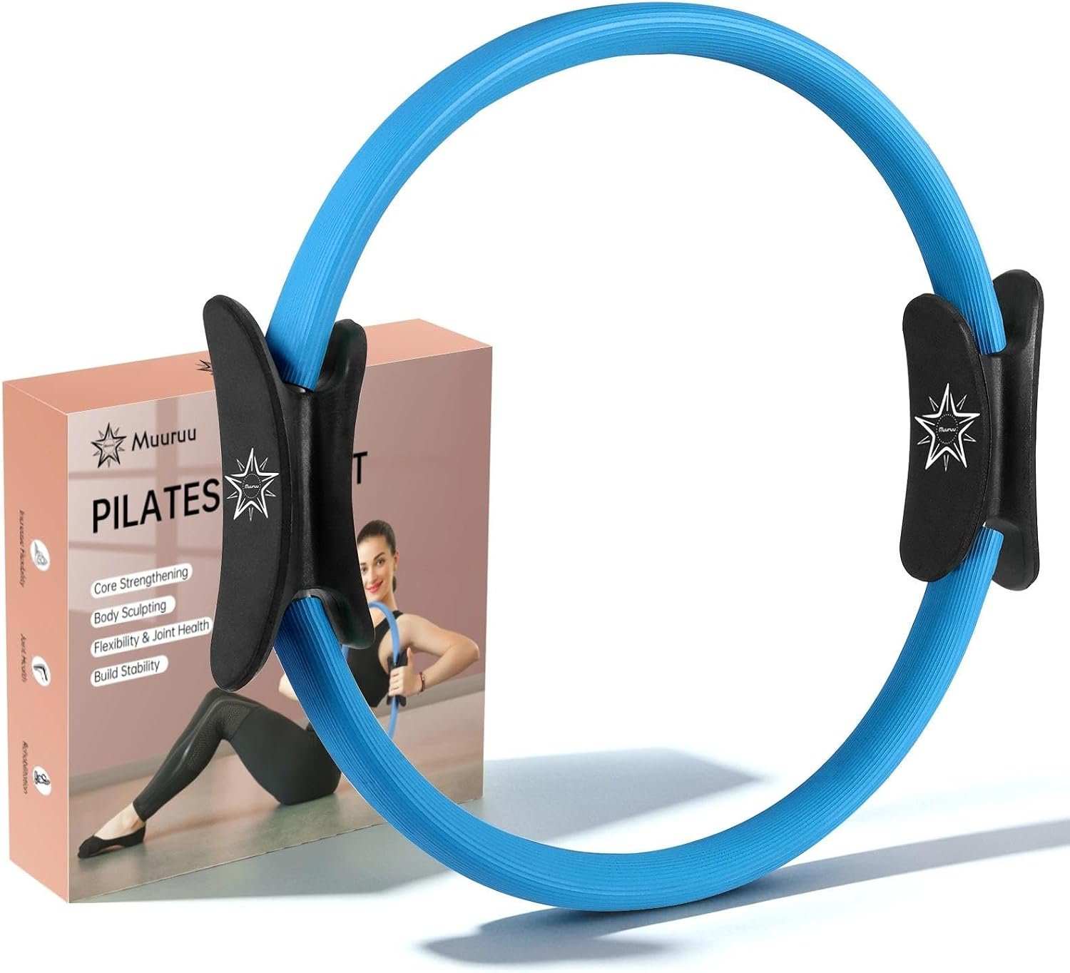 Pilates Ring 14″Pilates Circle with Foam Padded Handles Home Workout