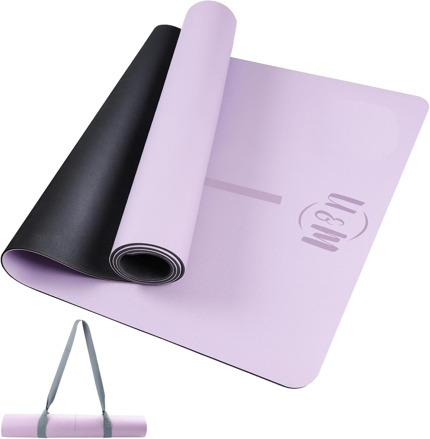U&M Professional Non Slip PU Yoga Mat with Carrying Strap & Alignment Line, 72″x27″ Extra Wide 0.2″ Thick Exercise Mat for Home Gym | Sweatproof High Density | Anti-tear | Textured Surface | Natural Rubber Bottom Workout Mat for Women & Men Yoga Pilates Fitness