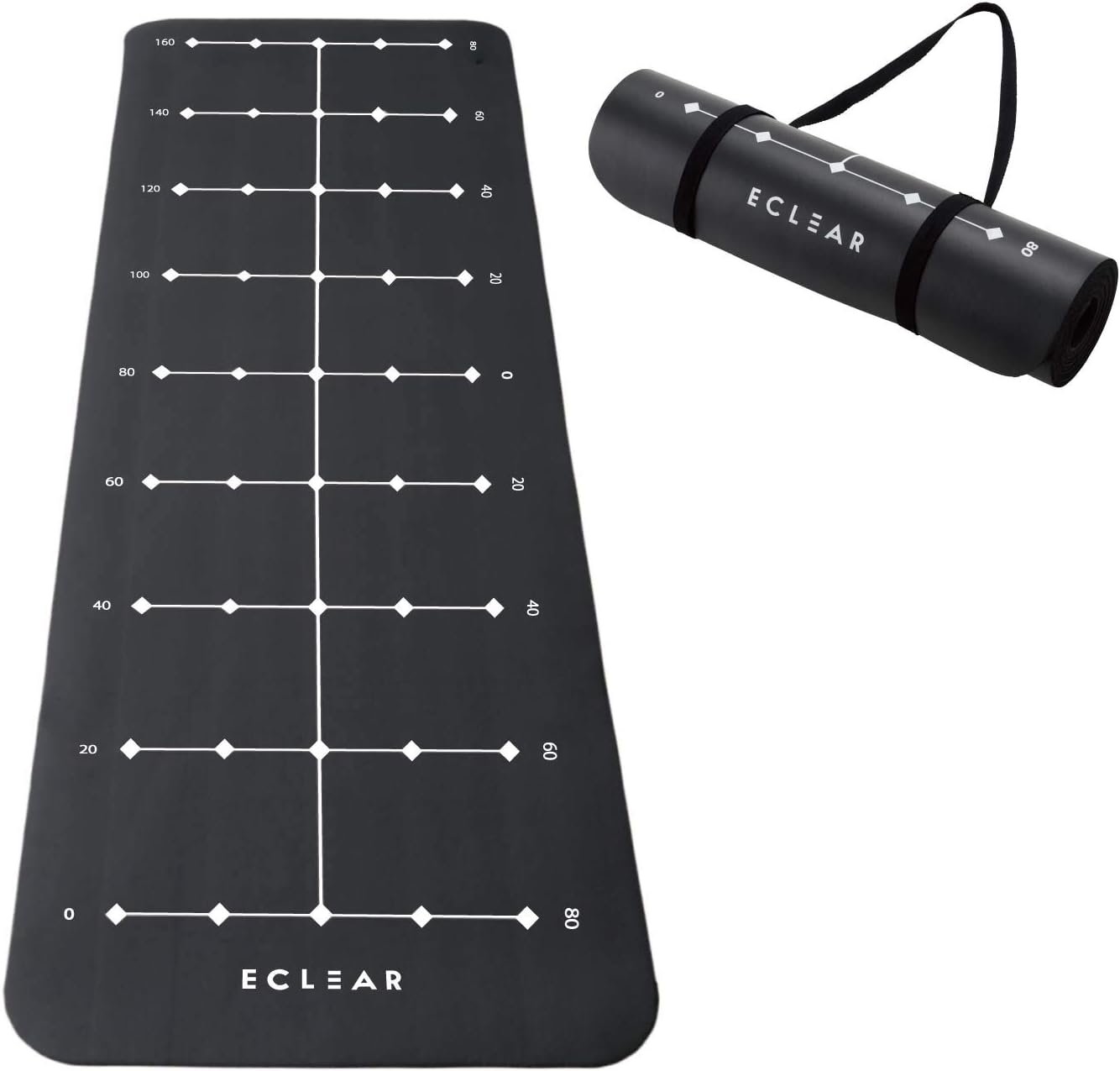 ELECOM Extra 8mm thick Yoga Workout Mat for Home Gym Exercise with Body Alignment Line