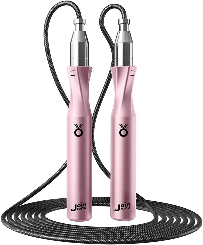 Weighted Jump Rope,Dual Bearing Smooth Rotation Speed Jump Rope, One-Button Push Adjustable Length for Men Women, Workout with Metal Handles for Fitness, Home Exercise & Slim Body