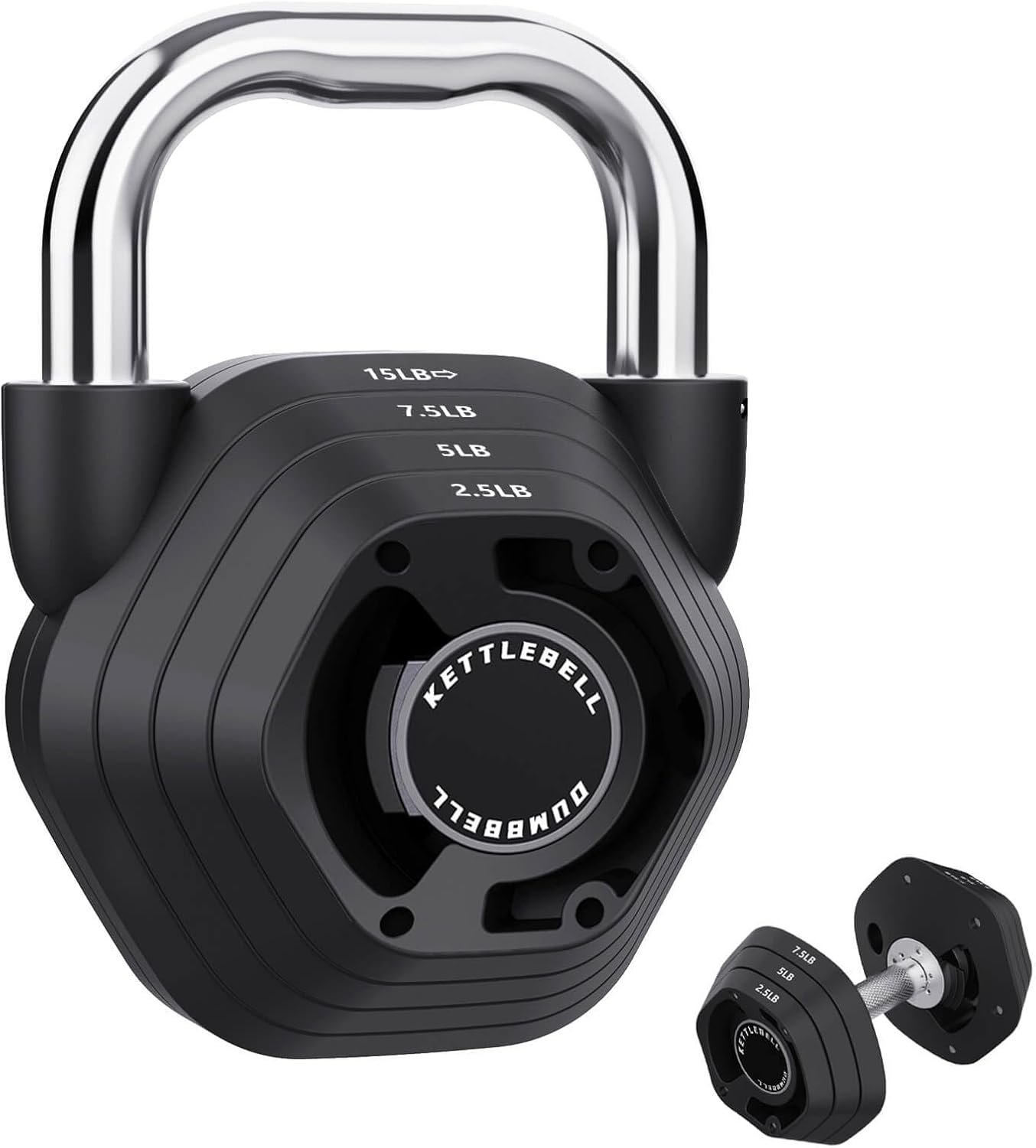 2-in-1 Adjustable Kettlebell, 15-45lbs Kettlebells Weight Set