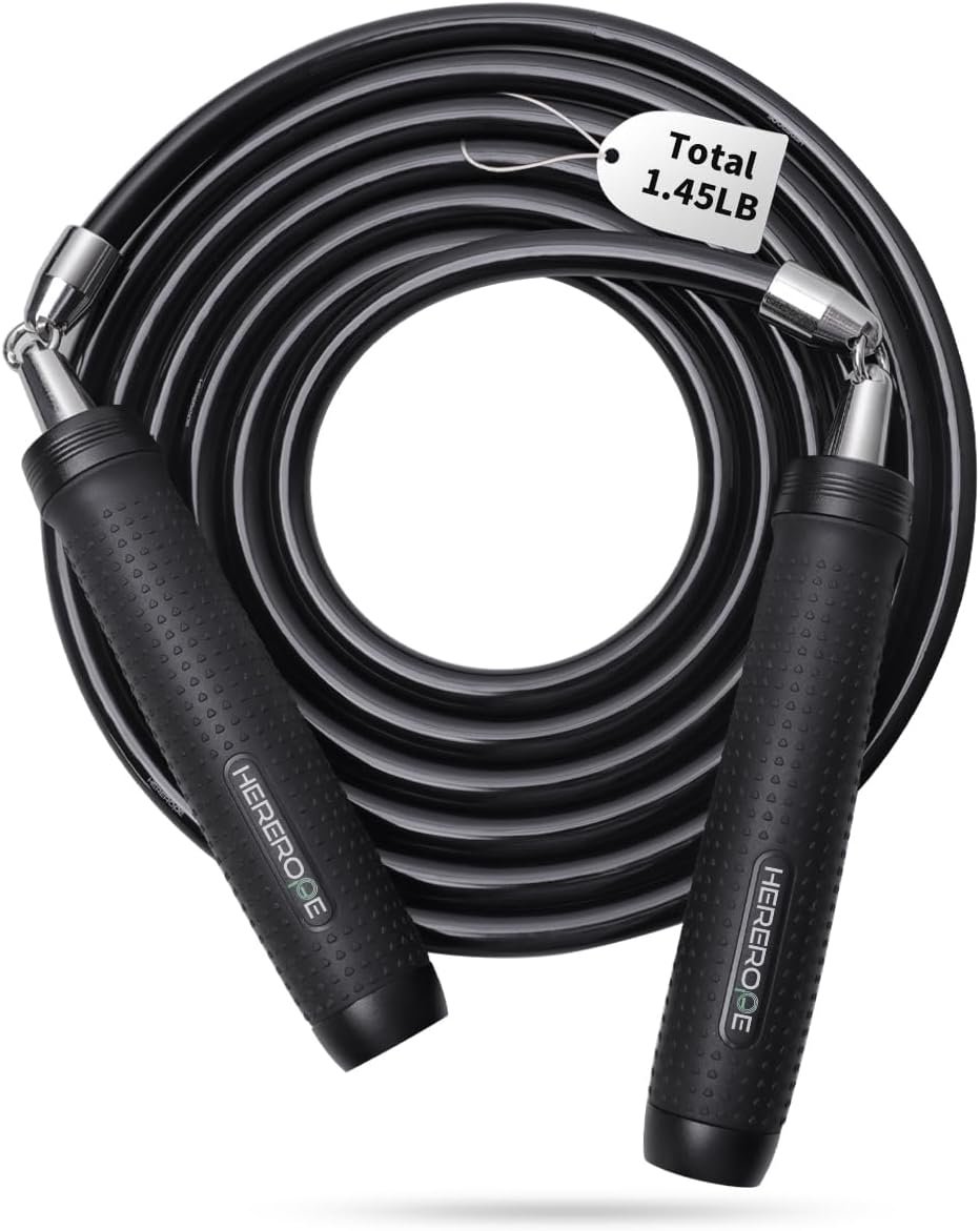 Weighted Jump Rope 1LB for Men & Women – Heavy Duty 11mm Steel Cable, Metal Handles with Smooth Spin, Comfortable Grips & Adjustable Length | Perfect for Muay Thai, MMA & High-Intensity Fitness Workouts