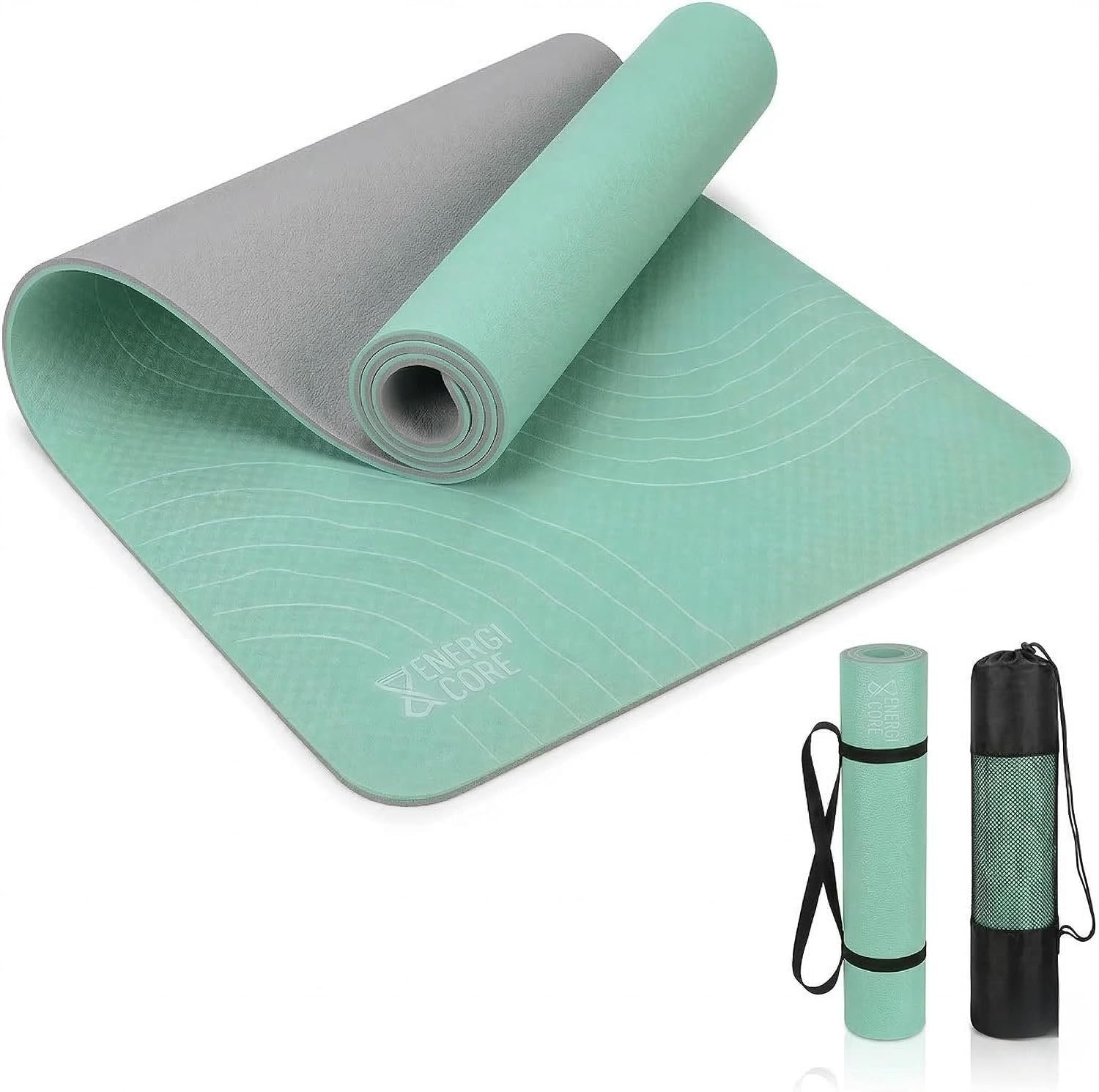 TPE Yoga Mat (72″ x 24″ x 5mm) – Cruise Color Non-Slip Workout Mat with Alignment Lines for Women & Men – Durable, Eco-Friendly, Latex-Free Exercise Mat for Home, Pilates & Fitness by ENERGI CORE