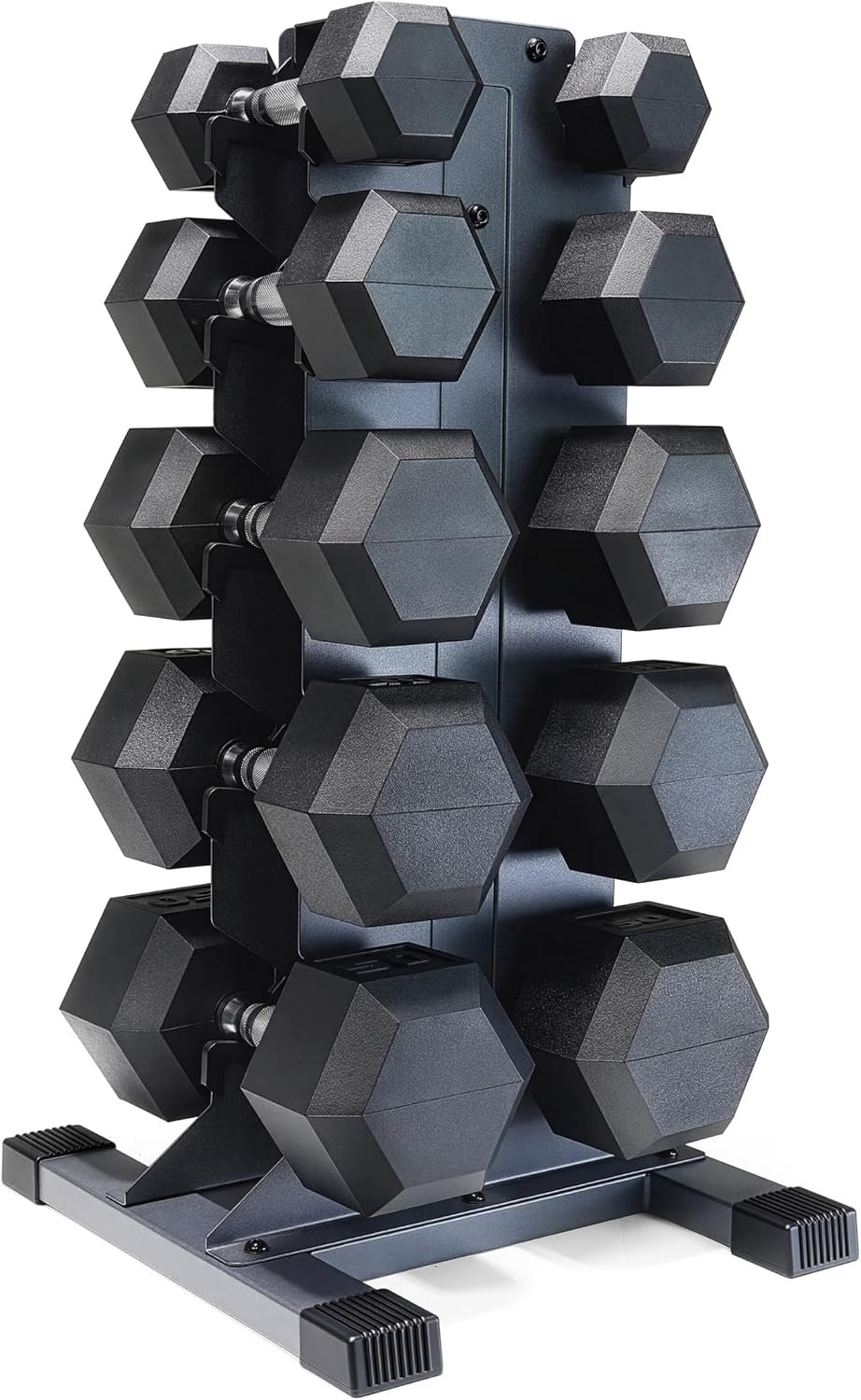 CAP Dumbbell Set with Rack, Rubber Coated Hex Free Weight Set | 100–300 lb Options, Vertical Space-Saving Storage for Home Gym Strength Training