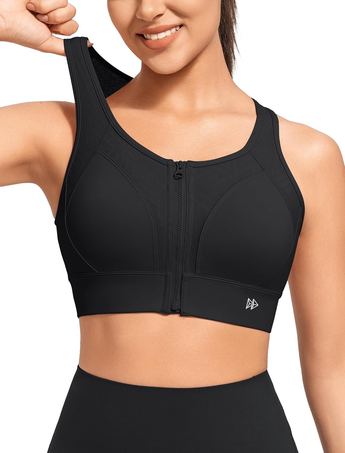 Yvette Zip Front High Impact Sports Bra Sewn-in Pads