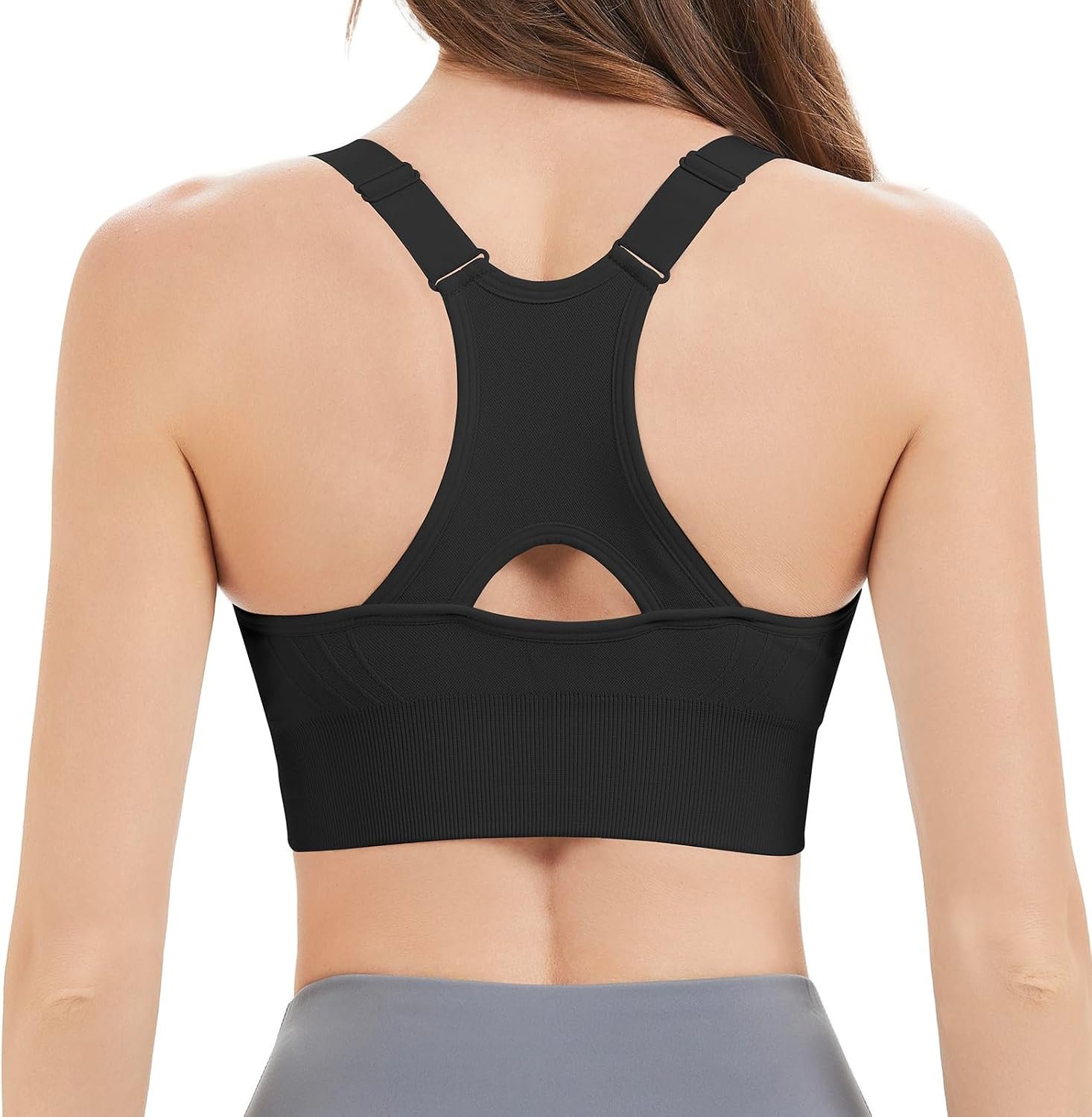 Racerback Sports Bras for Women High Support Adjustable High Impact Sports Top Unpadded Seamless Workout Yoga Gym Bra