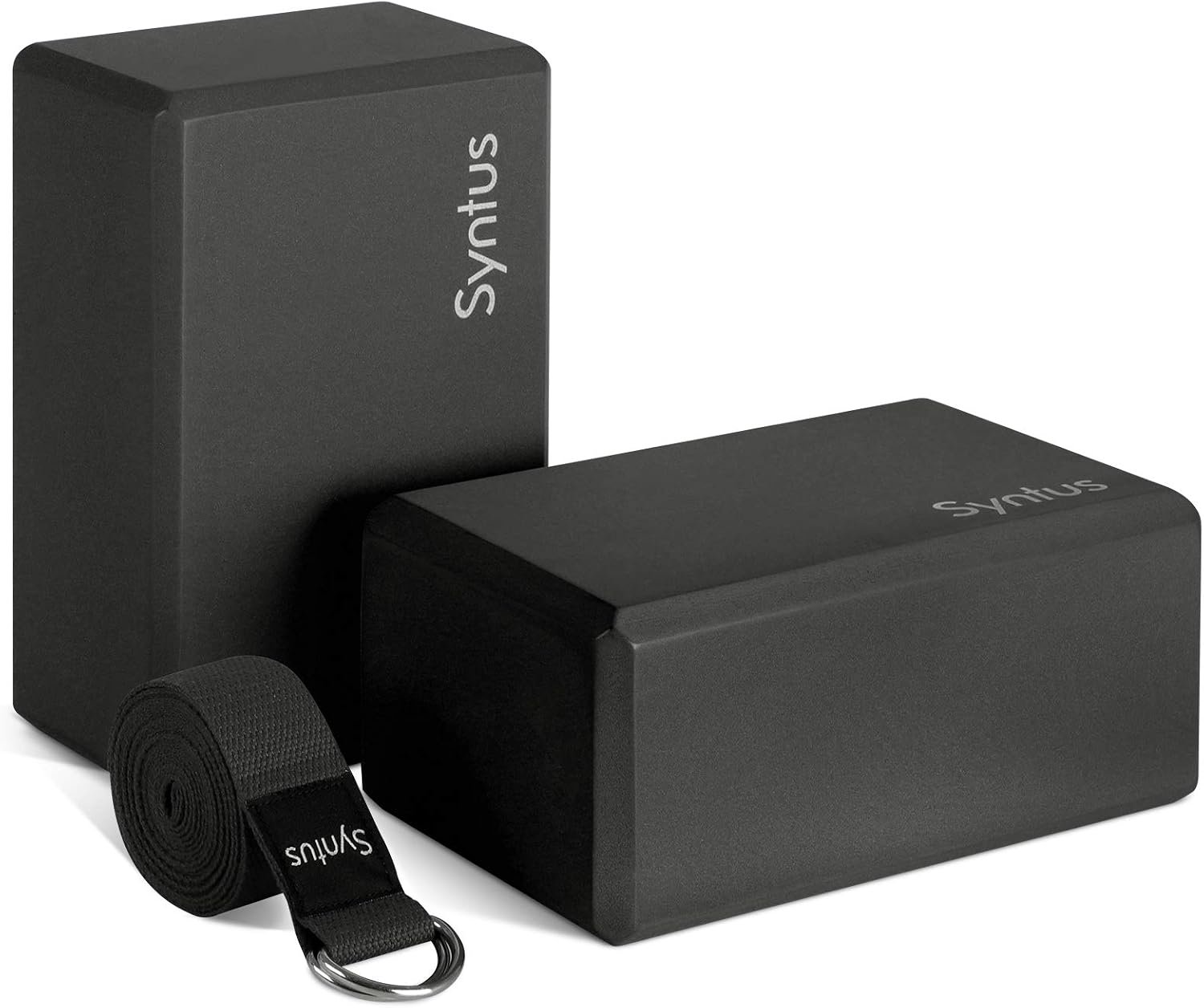 Syntus Yoga Block & Strap Set for Fitness, Pilates, Stretching and Toning | Natural Cork, EVA, 9×6×4 in, Eco-Friendly, Strong Support, Easy to Grip, Anti-Slip, Yoga, Pilates, Stretching Use