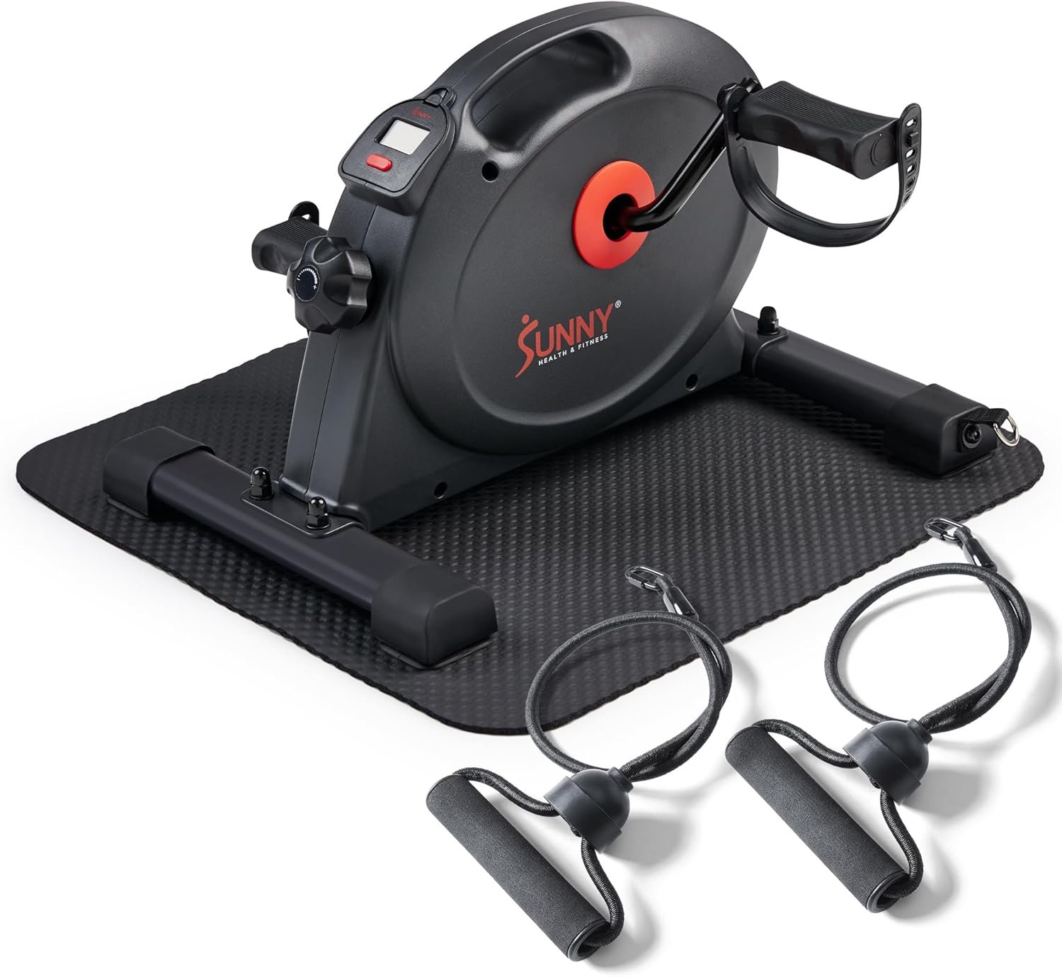 Sunny Health & Fitness Smart Mini Cycle, Under Desk Pedal Arm/Leg Exerciser | Dual Function, Low-Impact Cycle Workout, Rehab/Recovery, Space-Saving Design, Mesh-Belt Resistance, SunnyFit App Connectivity