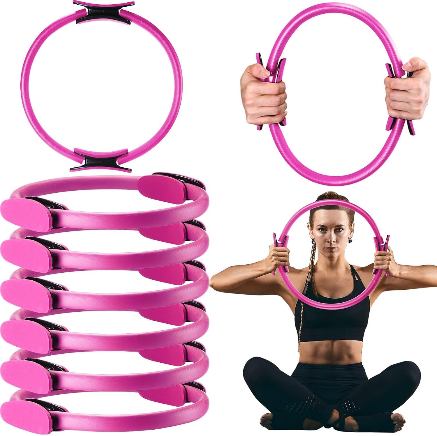 Syhood Pilates Ring 11. 81 Inch Pilates Circle Yoga Ring Magic Lightweight Flexible Workout Equipment for Fitness Physical Therapy Resistance Exercise Arms Legs