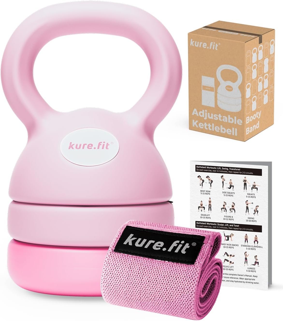 Adjustable Kettlebell for Women | 5LB, 8LB, 12LB | Home Strength Training