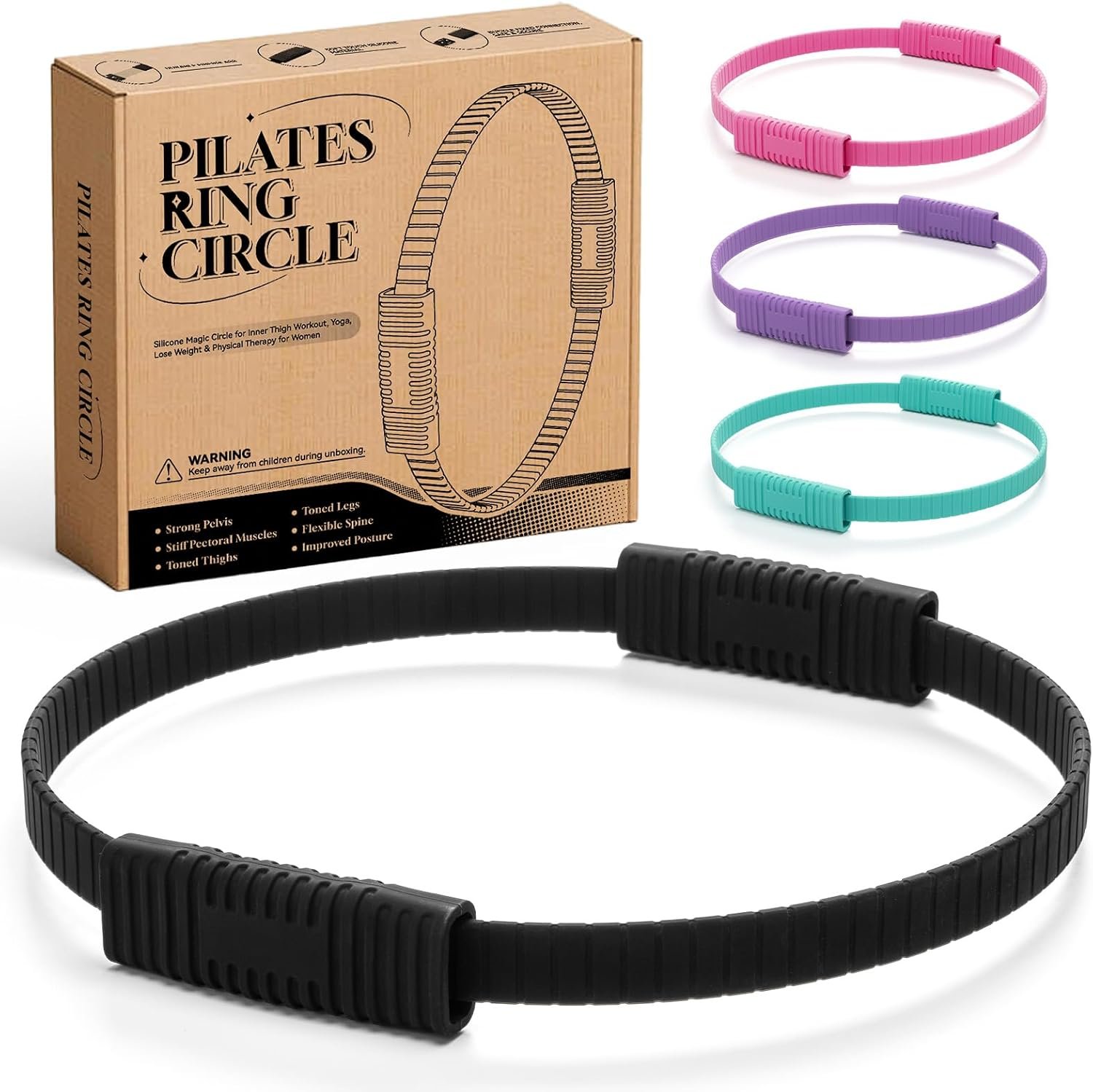 SUBCULTUREPICK Pilates Ring, Silicone Magic Pilates Rings, Lightweight & Durable Flexible Fitness Circle Exercise Equipment for Toning Arms, Thighs,Legs, Core,Yoga & Physical Therapy