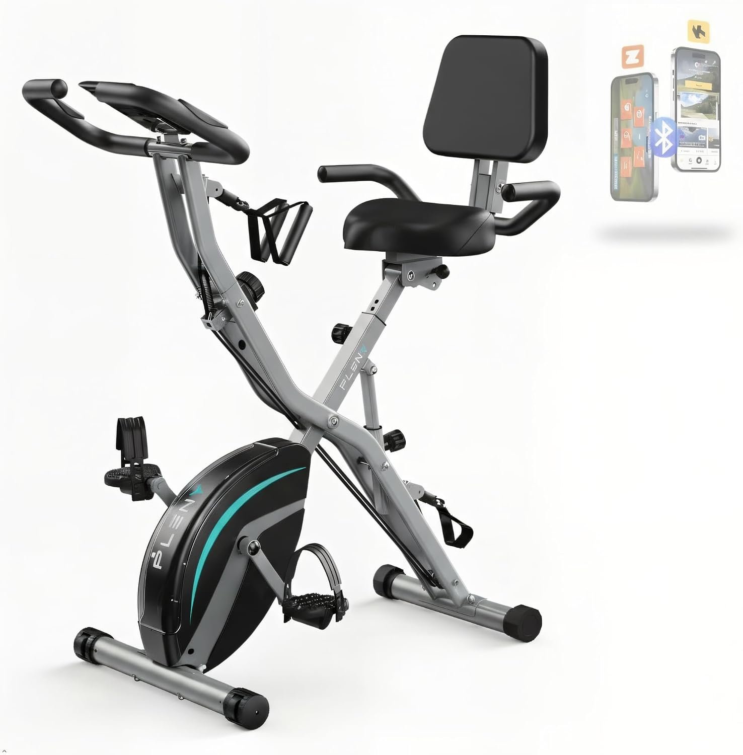 PLENY Folding Exercise Bike, 5 IN 1 Indoor Stationary Bikes for Home