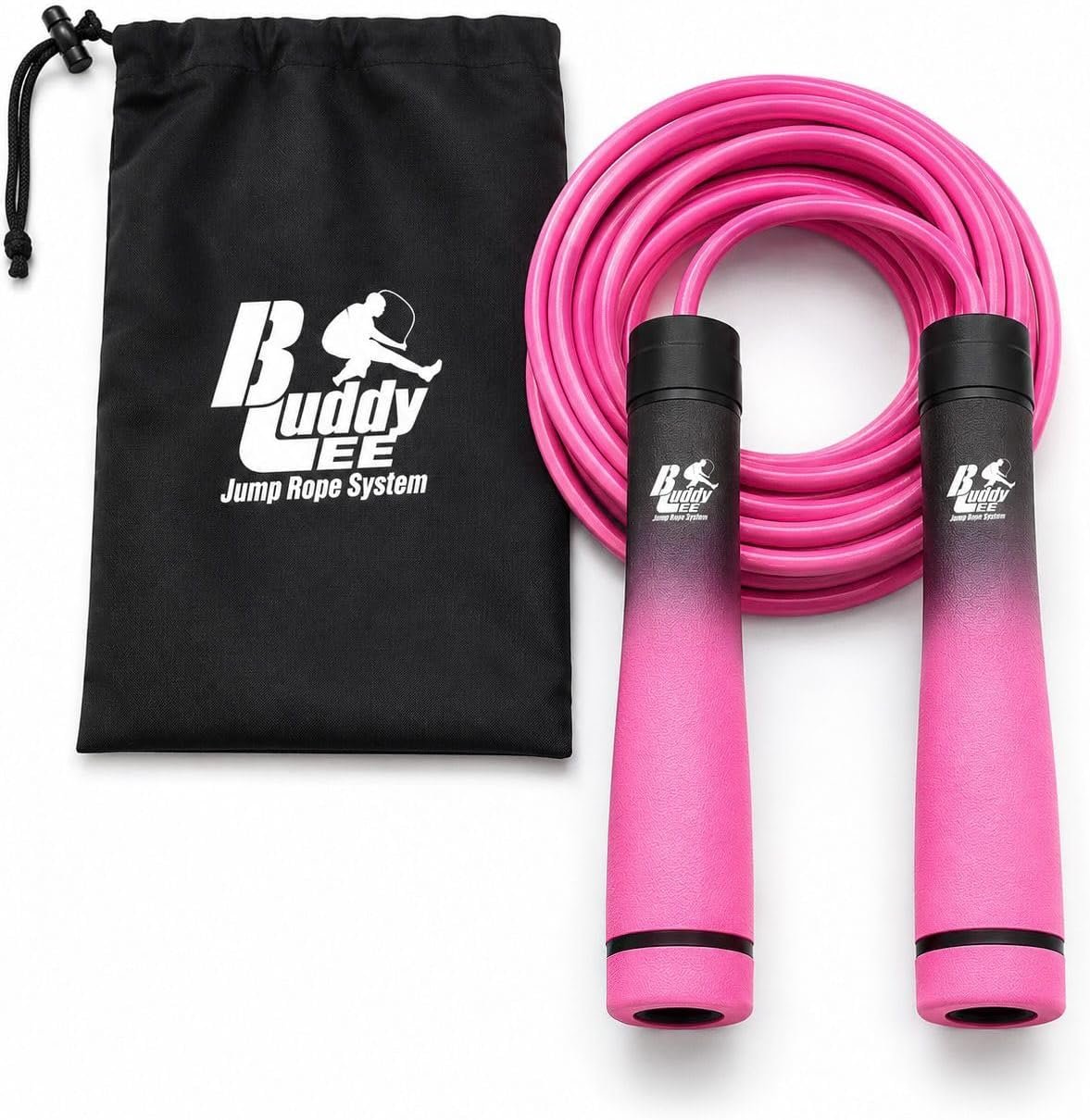Buddy Lee Weighted Jump Rope 1.6 lbs – Heavy Duty PVC Fitness Jump Rope for Adults with Adjustable Length & Carry Pouch