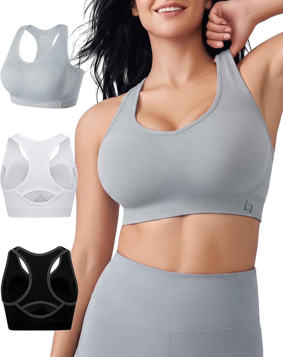 FITTIN Supportive Sports Bra for Large-Bust: 12-Hour Zero-Pressure Comfort | Full Coverage No Spillage Comfortable Fit Padded Racerback Sports Bras for Yoga Gym for C-DDD Cup Plus Size Women