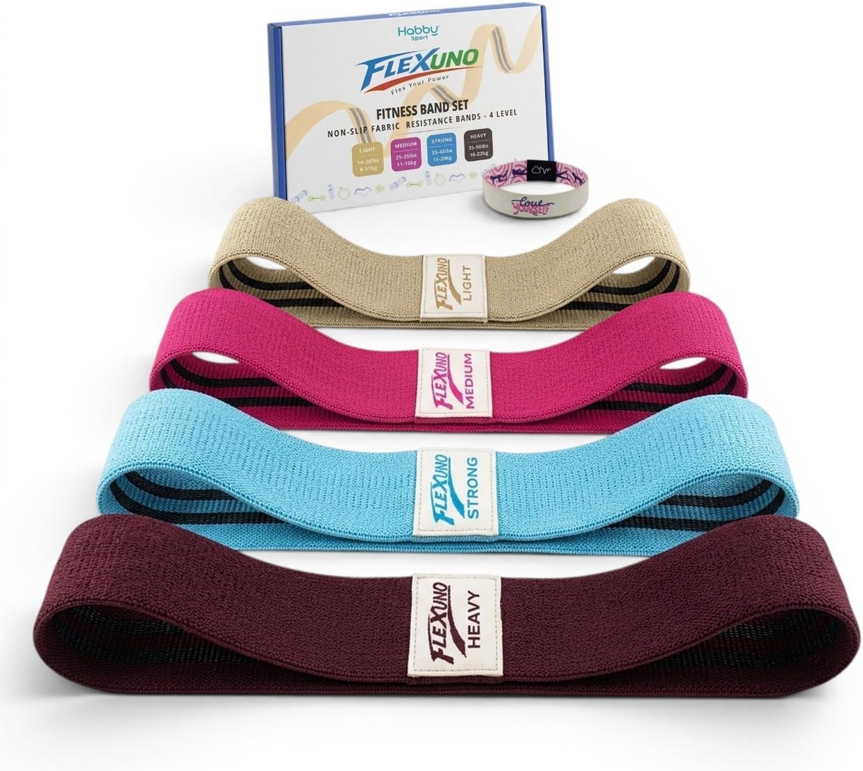 HABBY Sport Fabric Resistance Bands Set of 4