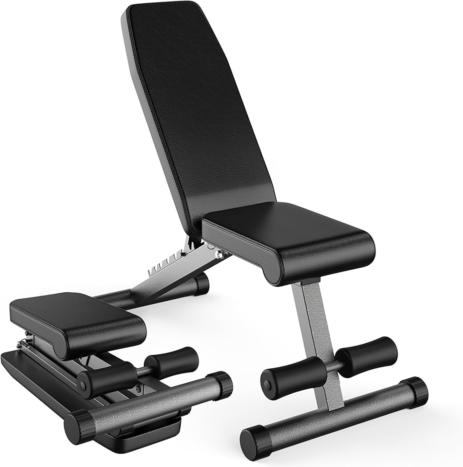 Finer Form 5-in-1 Weight Bench for Home Gym, Adjustable and Foldable | Narrow 1-Inch Pad Gap, Flat Incline Decline for Full-Body Workouts, Easy Storage, Thick Padding, Free Exercise Chart Included