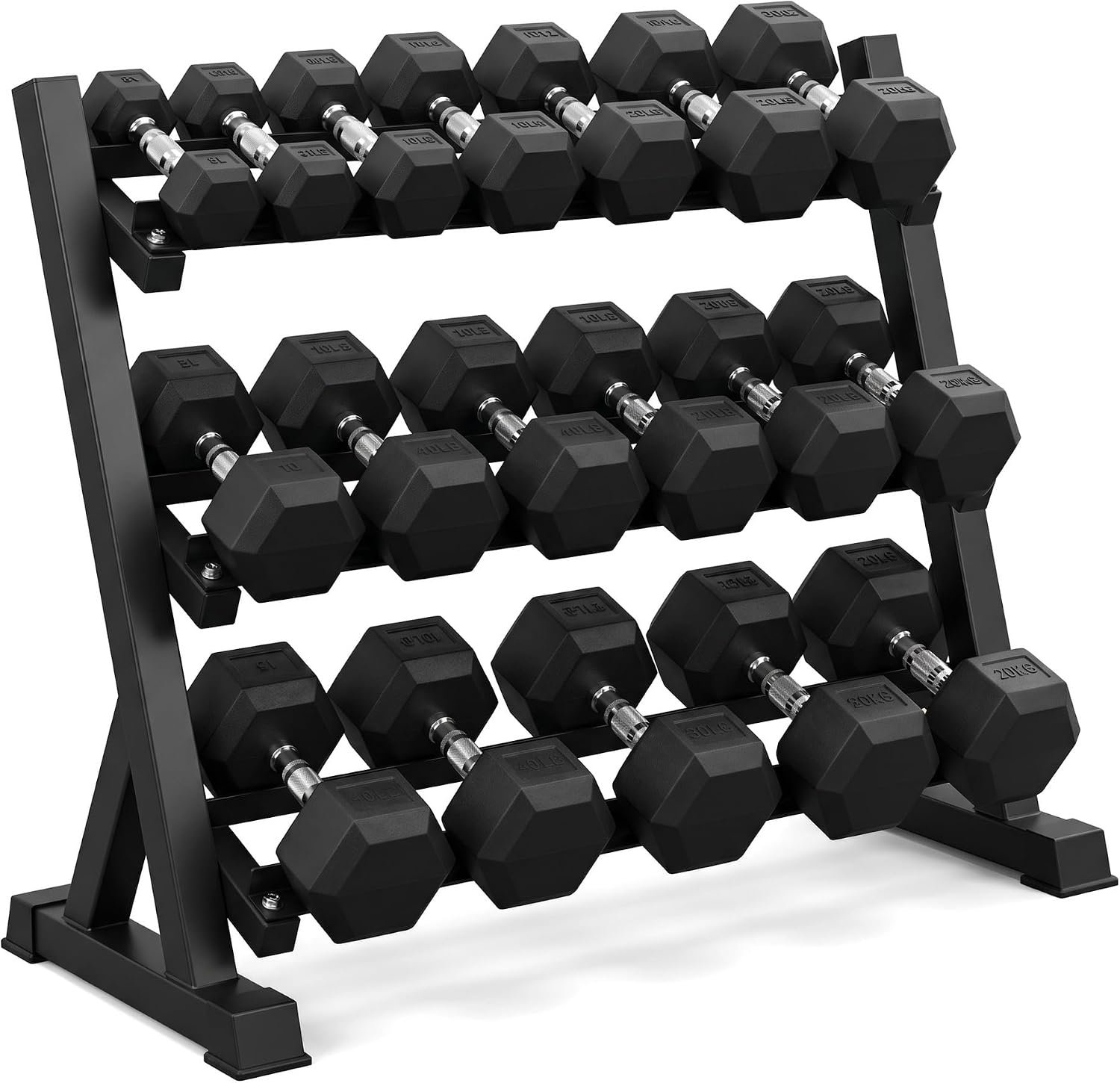 350/450/550 lbs Rubber Hex Dumbbells with Rack Free Weight for Home Gym, Durable Rubber Dumbbell with Storage,Coated Cast Iron Weight Strength Training Dumb bell Exercise Fitness Equipment