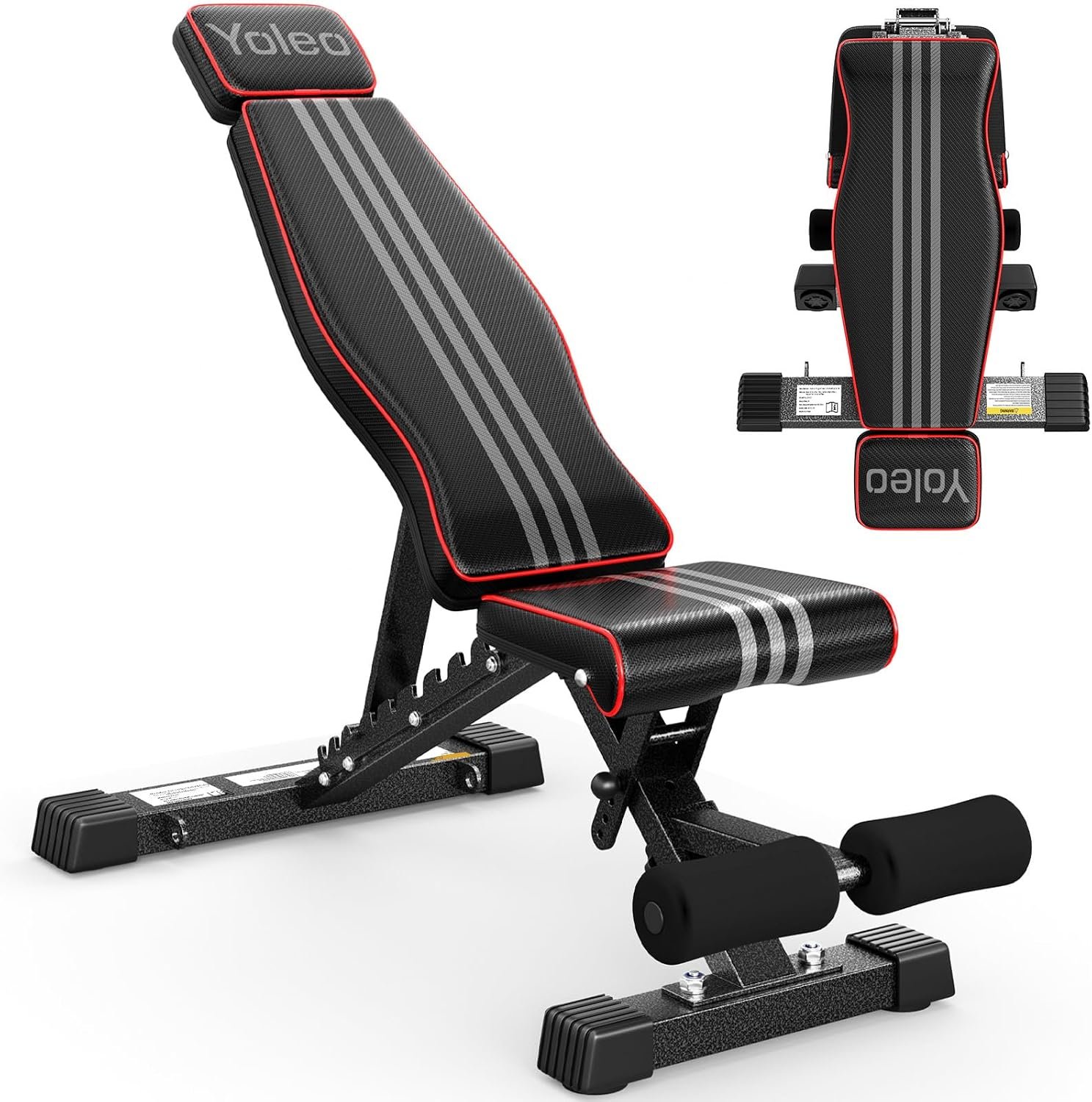 YOLEO Adjustable Weight Bench, ASTM-Certified 827LBS | 98% Pre-Assembled, 84 Positions Incline Decline Flat, Foldable Gym Bench with Wider Seat for Home Gym, Extended Head Support