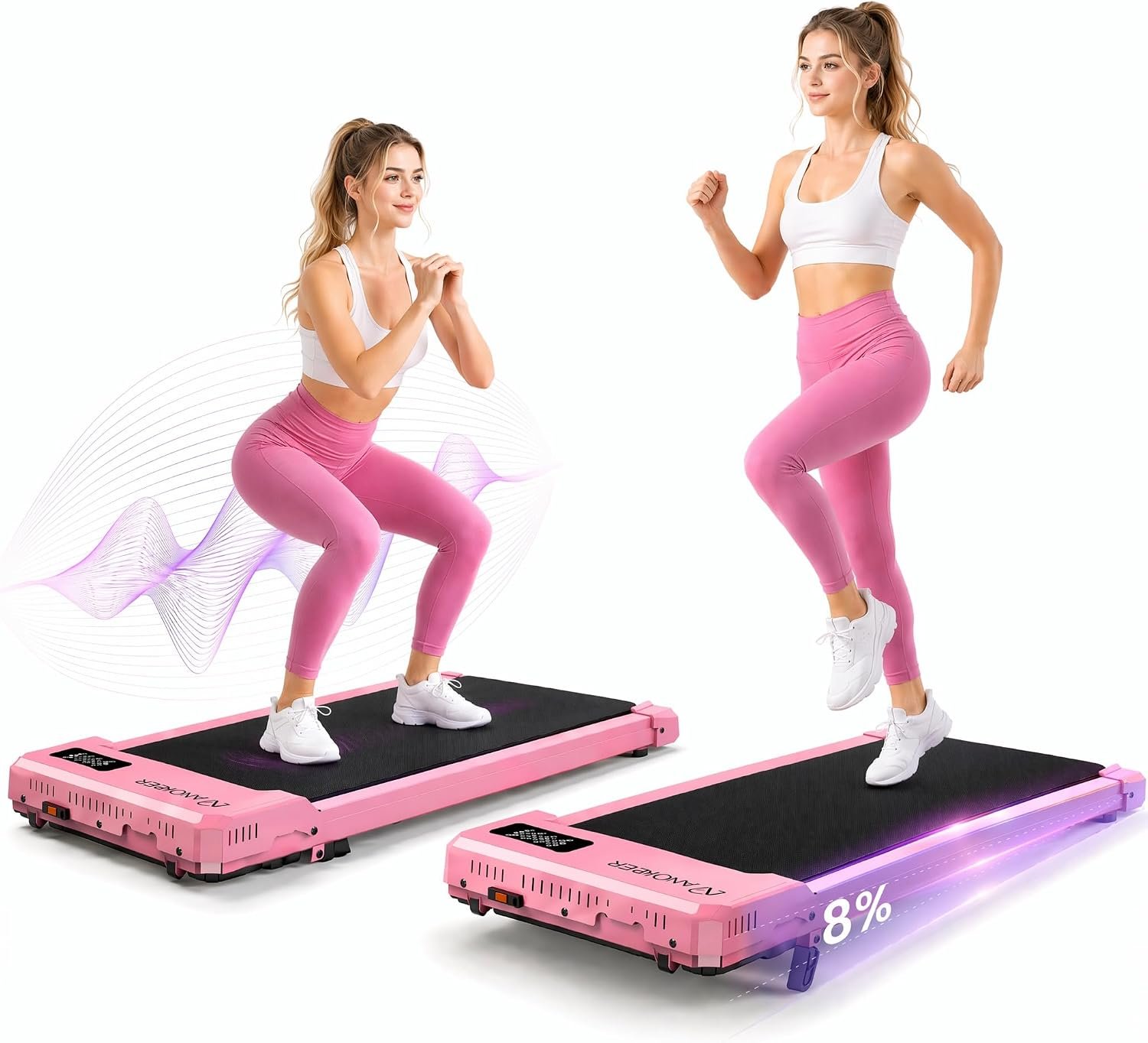 ANCHEER Walking Pad with Vibration Plate, Under Desk Treadmill with Incline