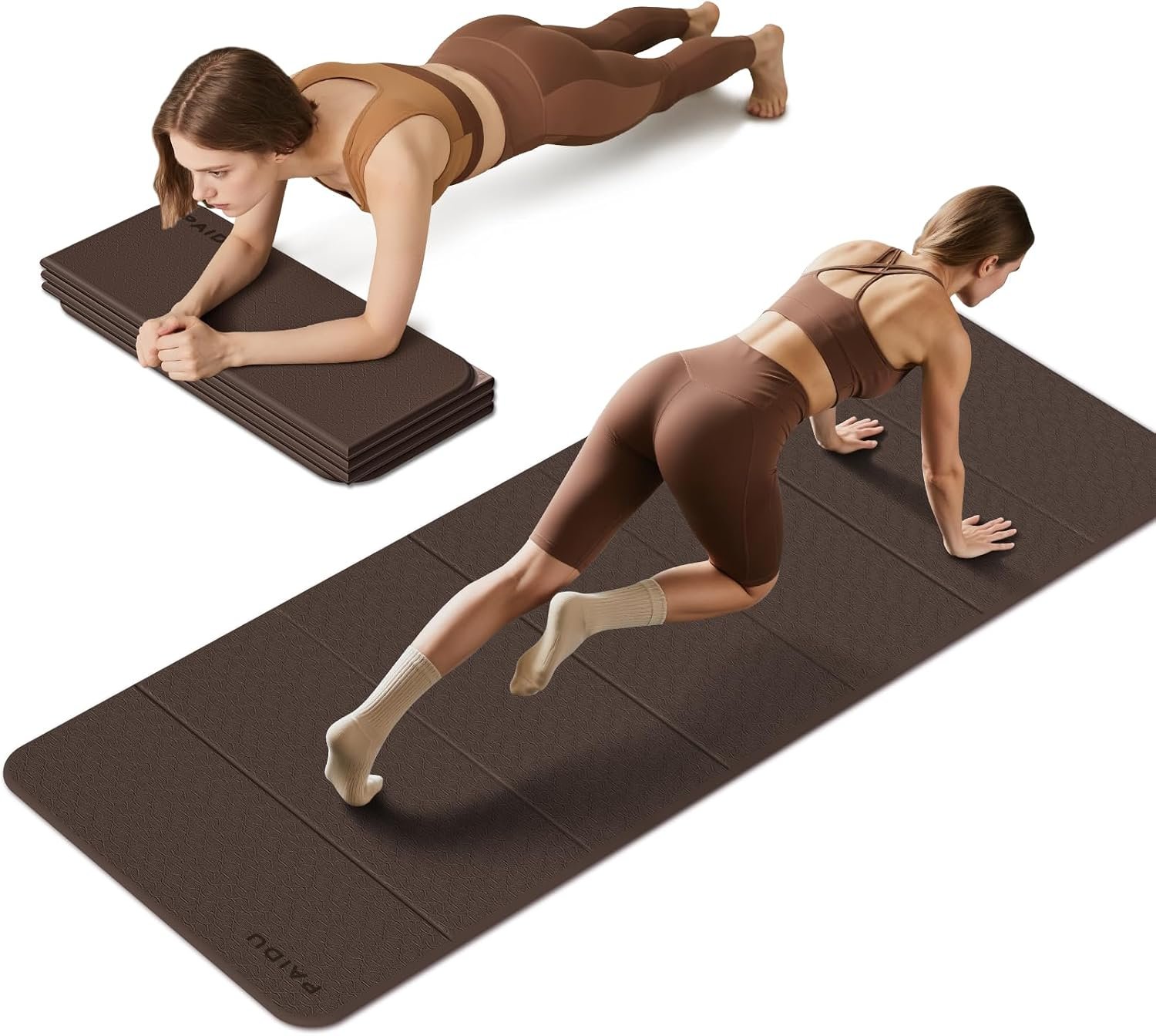 PAIDU Foldable Yoga Mat 10MM Thick SGS Certified TPE 75×26″ Portable