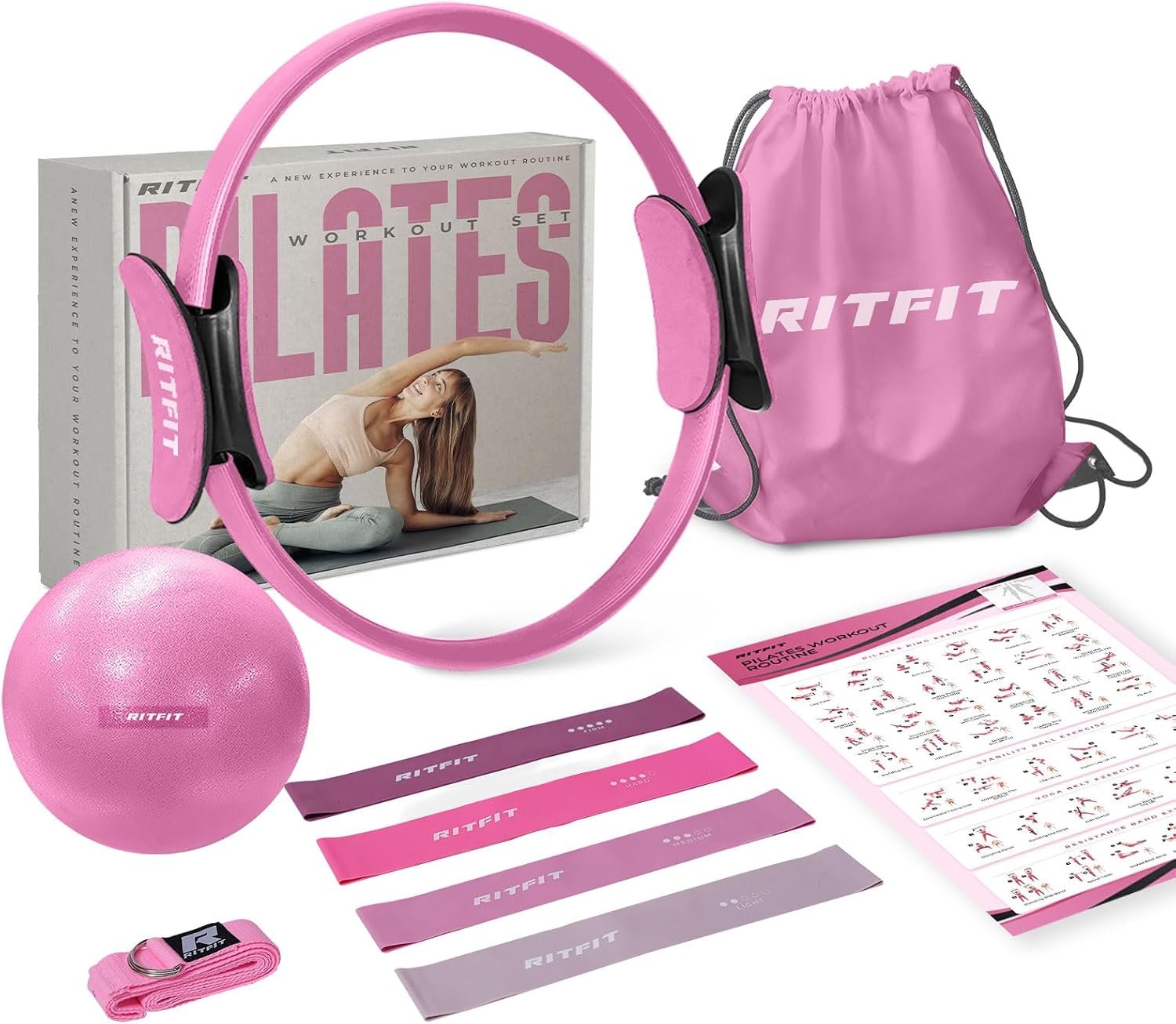 RitFit Pilates Ring 14 Inch Magic Fitness Circle for Inner Thigh Toning | Bonus Workout Guide & Storage Bag Included, Lightweight & Portable, Pilates Yoga Full Body Toning