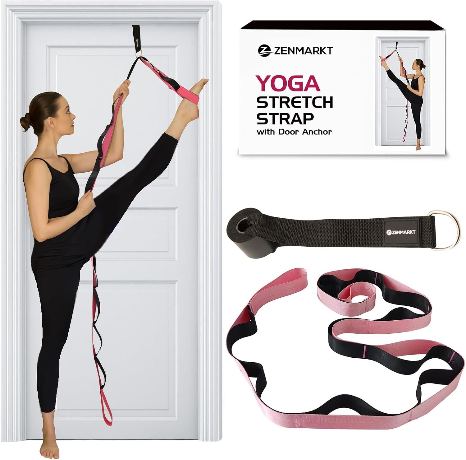 10-Loop Yoga Strap with Door Anchor for Stretching & Flexibility