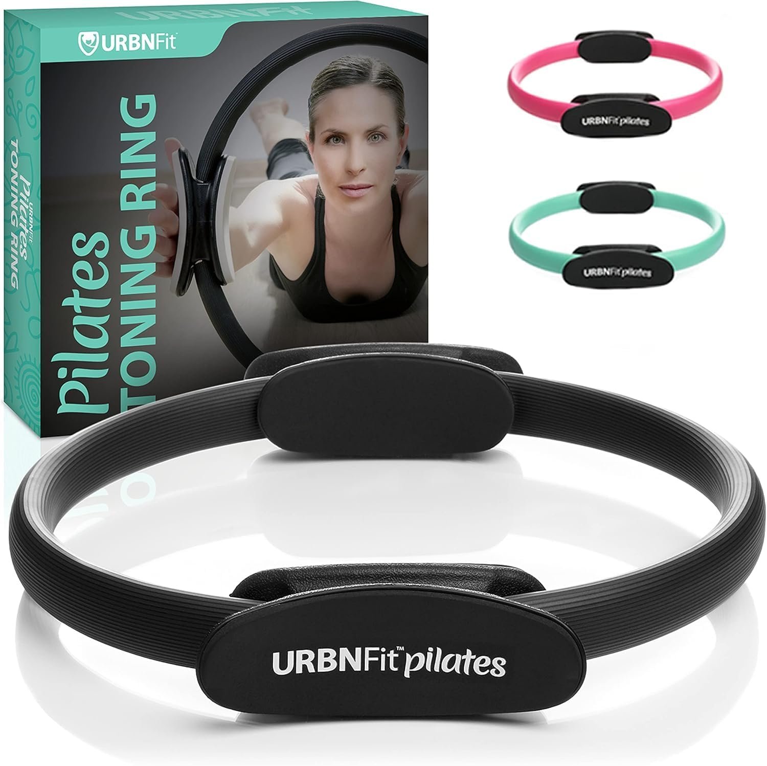 URBNFit Pilates Ring – 12″ Magic Circle w/Dual Grip, Foam Pads for Inner Thigh Workout, Toning, Fitness & Pelvic Floor Exercise – Yoga Rings w/Bonus Exercise Guide
