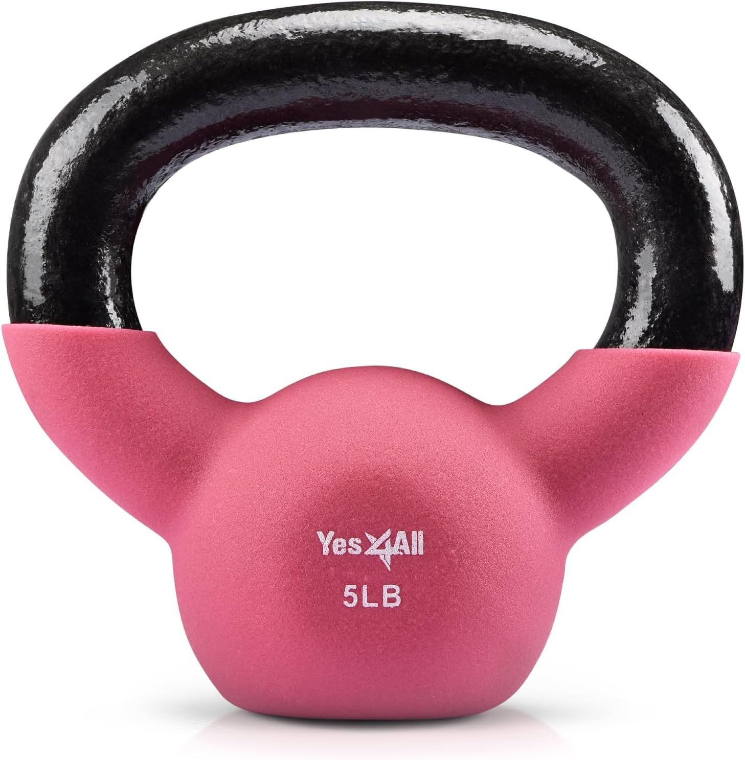Yes4All Kettlebell, 5-65 LB Neoprene Coated Cast Iron Kettlebells, Wide Grip Handle & Flat Bottom for Swings, Squats, Deadlifts, Push Ups & Full Body Training at Home Gym – Single & Set