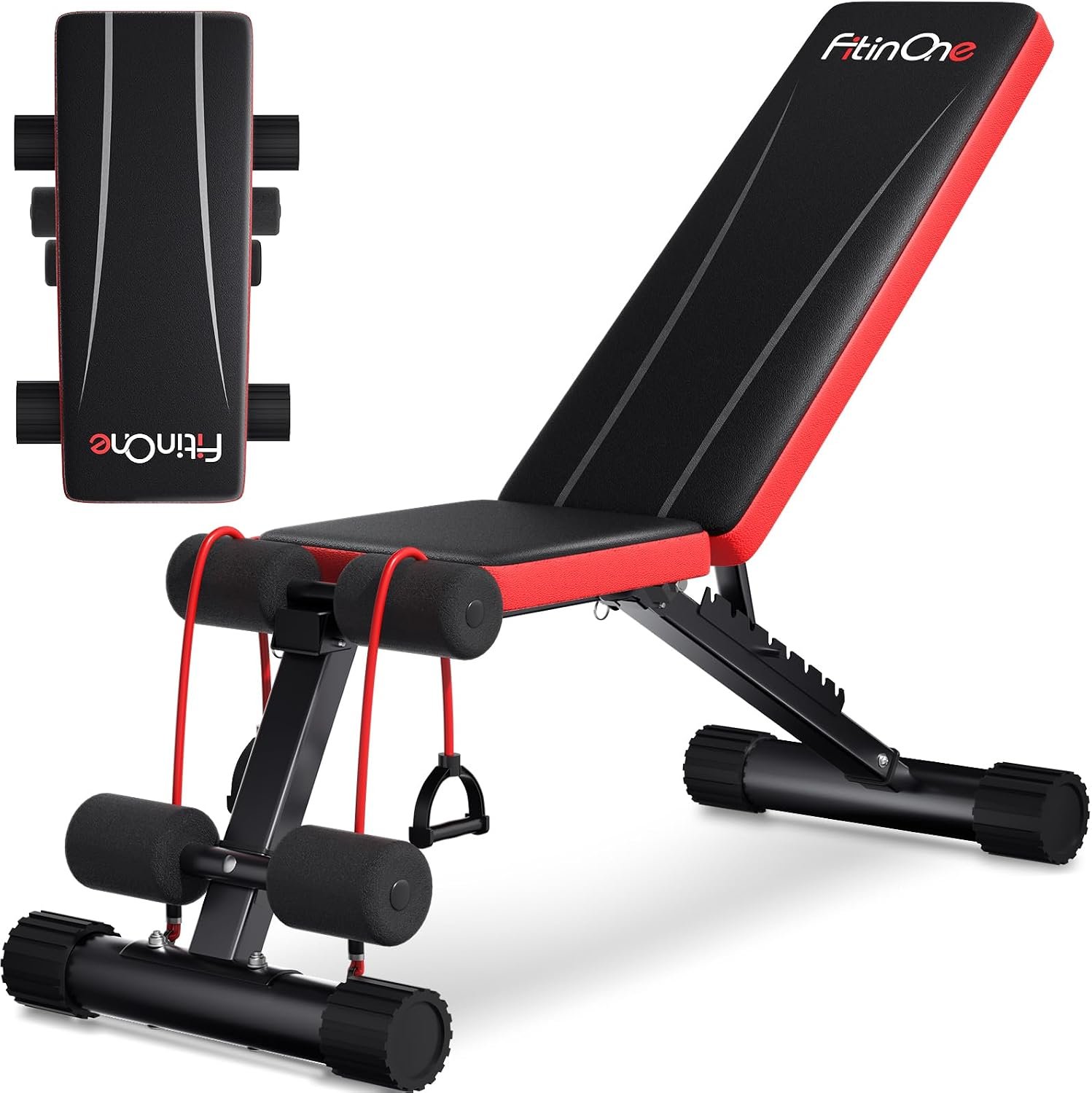 FitinOne Adjustable Folding Weight Bench for Home Gym, 660 lbs Capacity Multi-Functional Workout Bench Sturdy Durable for Full Body