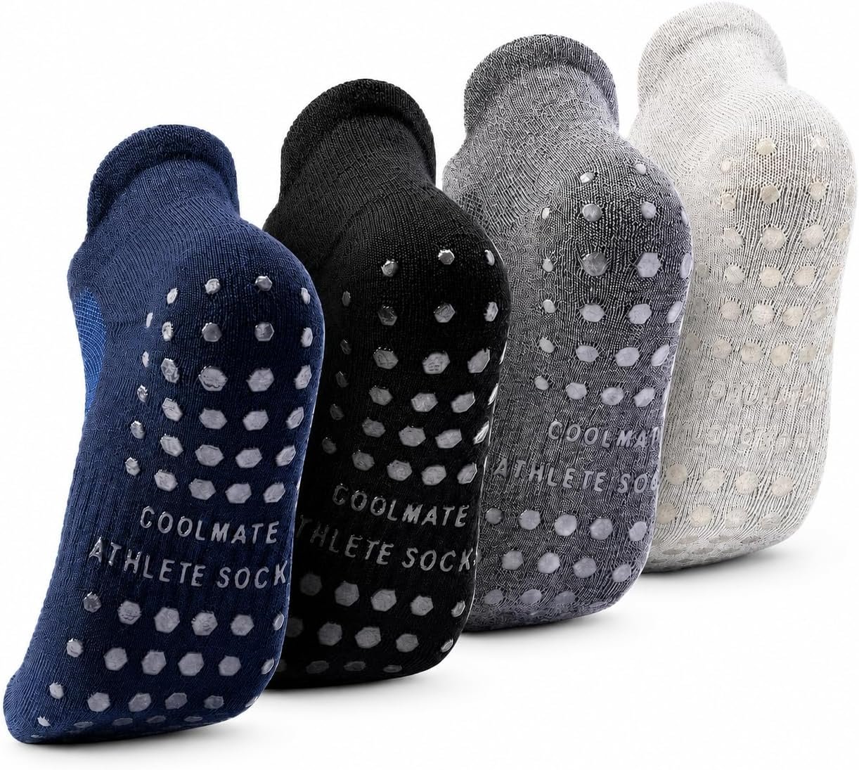 CoolMate Mens Grip Socks, Non Slip Athletic Socks for Pilates, Yoga